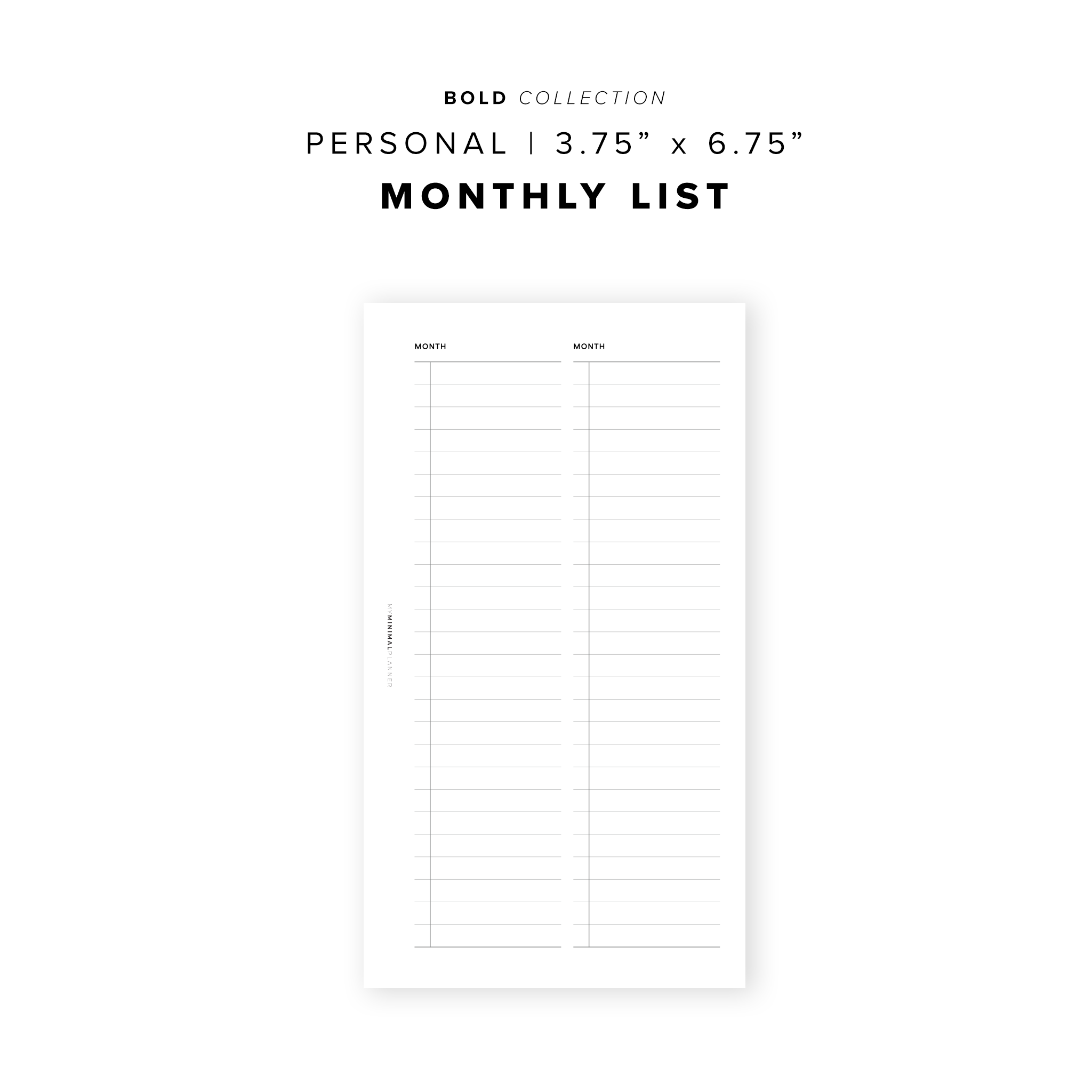 PR305 - Monthly List - Printable Insert