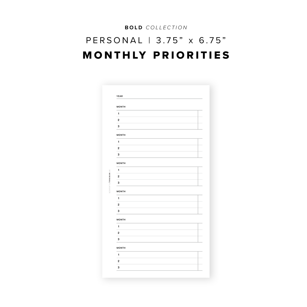 Priorities By Numbers PR306 - Monthly Priorities - Printable Insert β My Minimal Planner