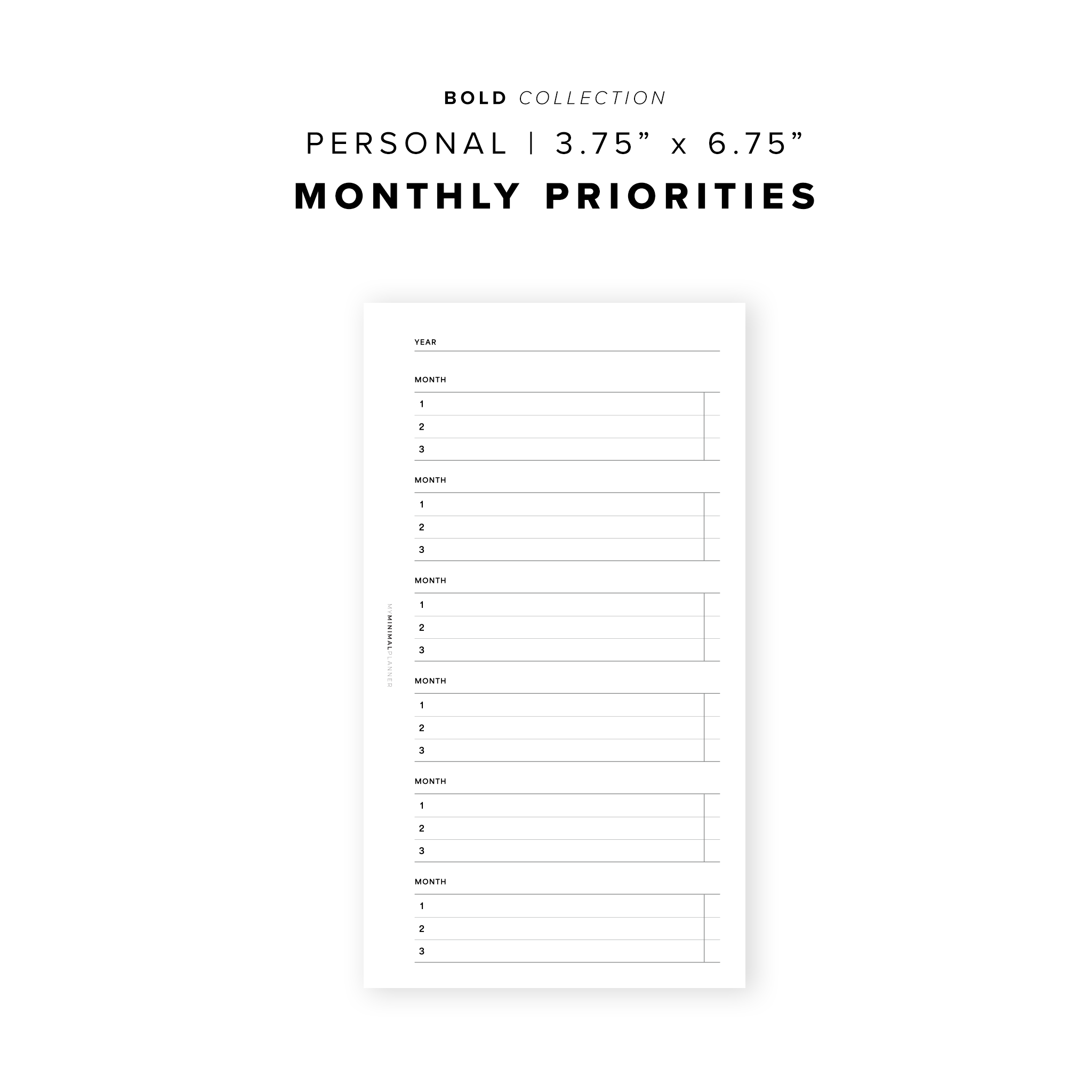 PR306 - Monthly Priorities - Printable Insert