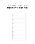 PR306 - Monthly Priorities - Printable Insert