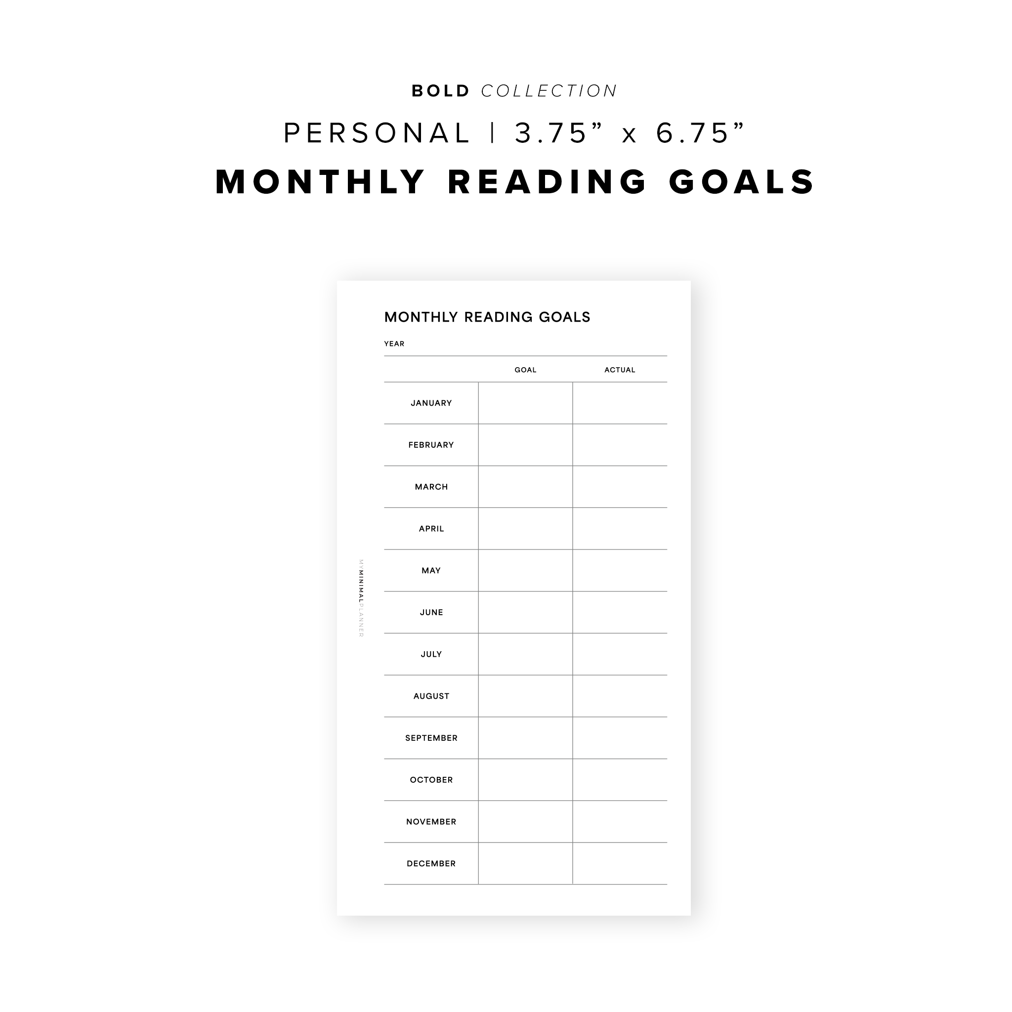 PR314 - Monthly Reading Goals V2 - Printable Insert