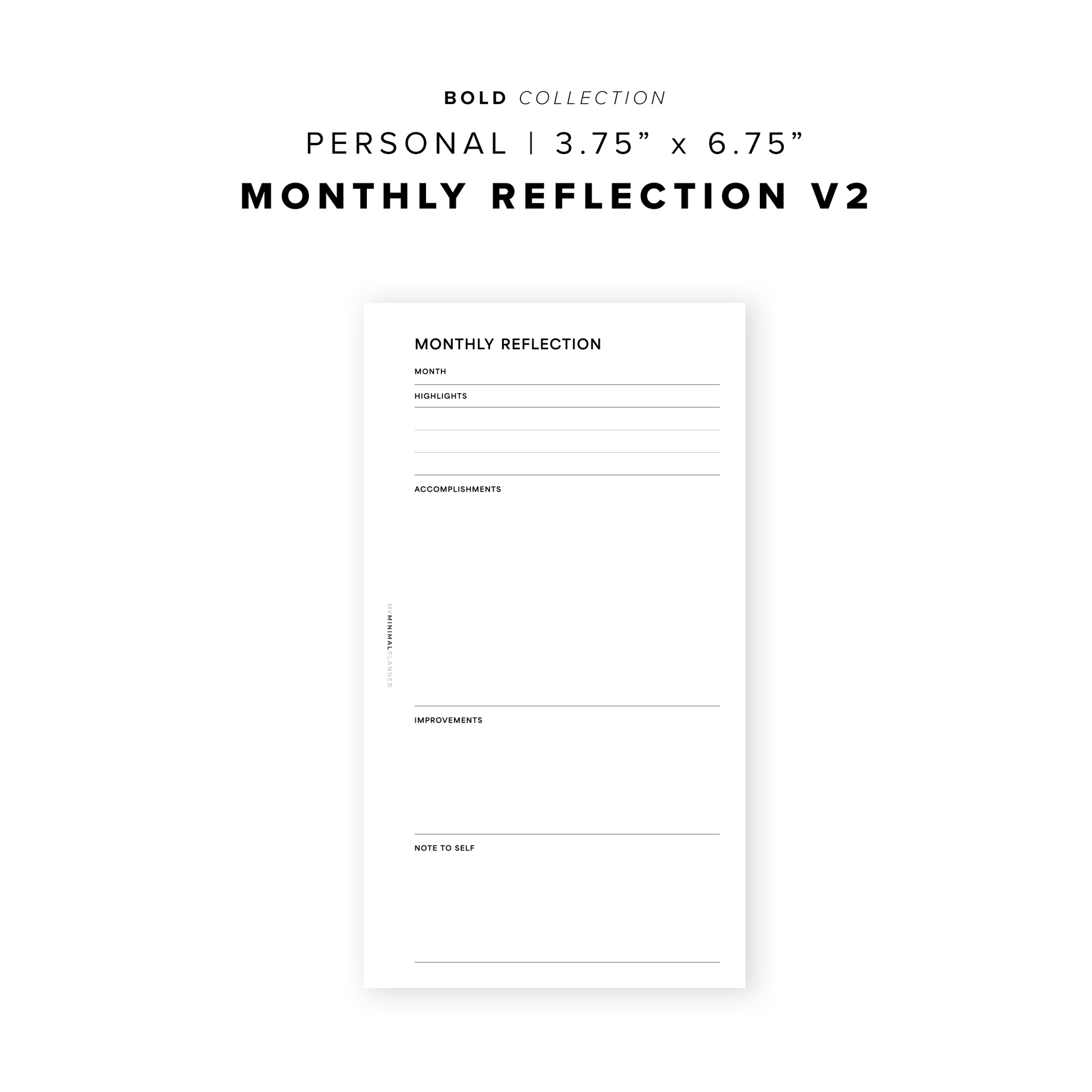 PR325 - Monthly Reflection V2 - Printable Insert – My Minimal Planner