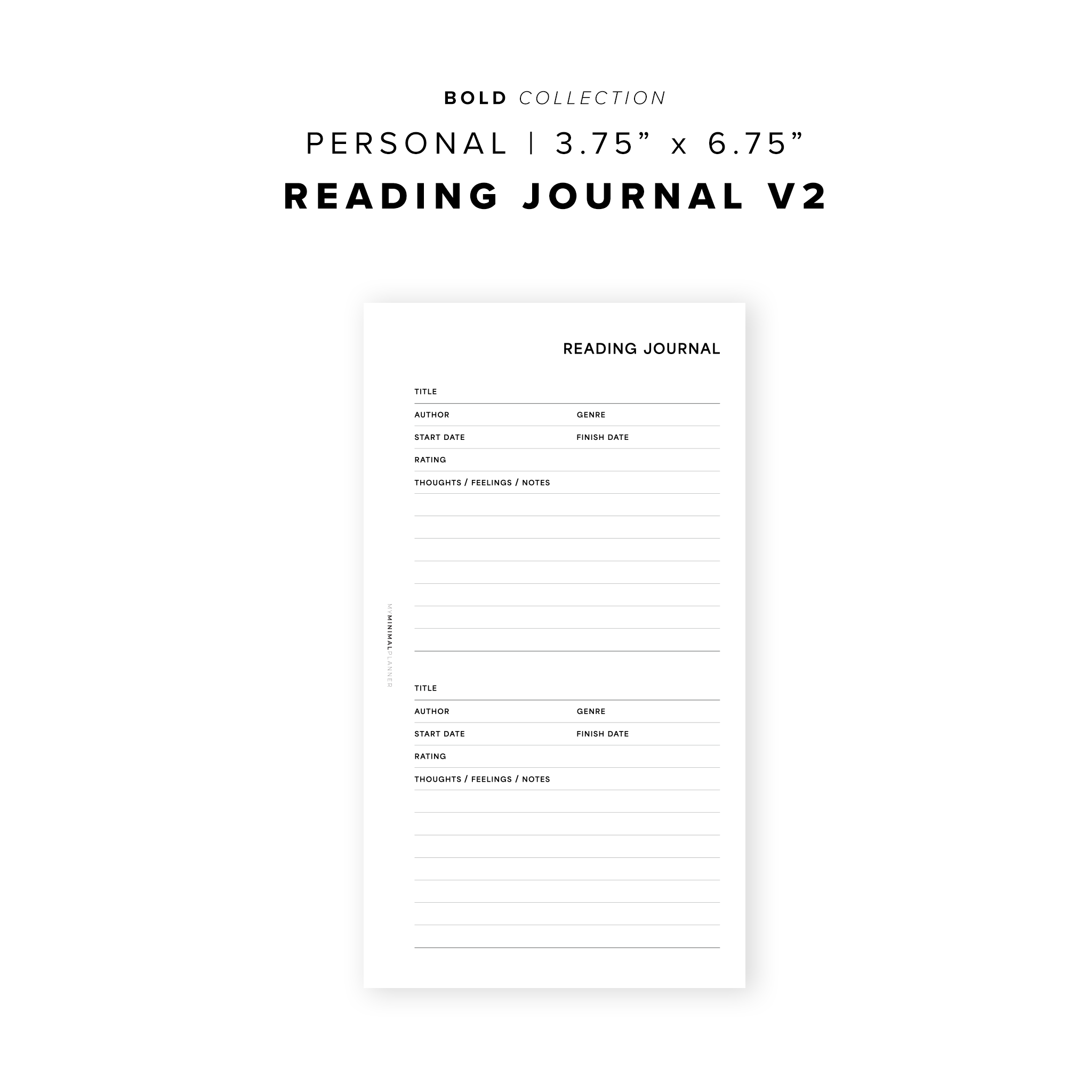 PR297 - Reading Journal V2 - Printable Insert