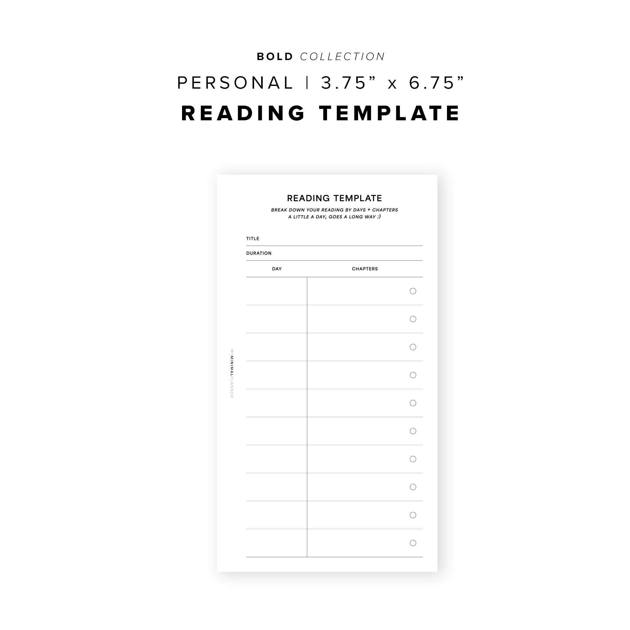 PR238 - Reading Template - Printable Insert