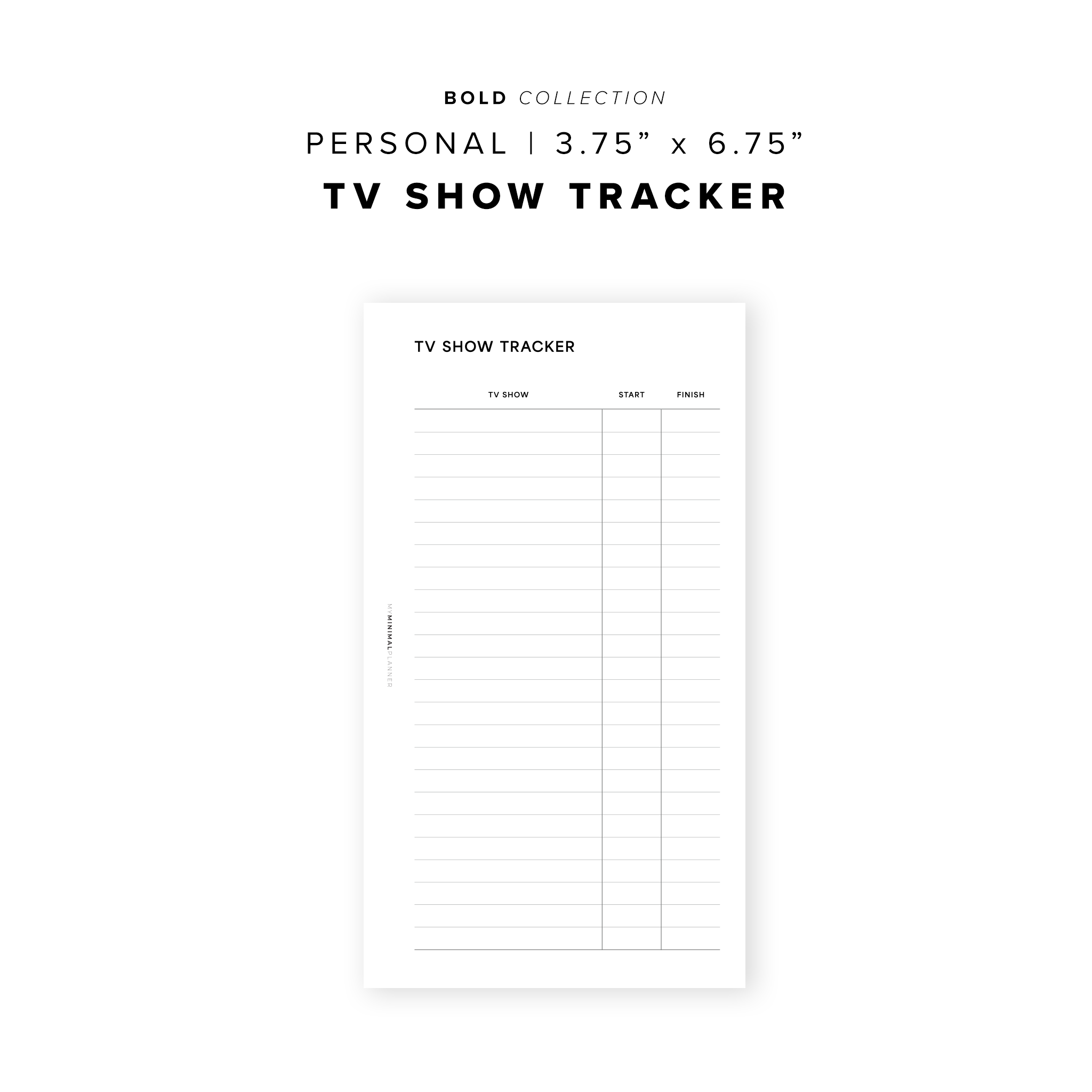 PR312 - TV Show Tracker - Printable Insert