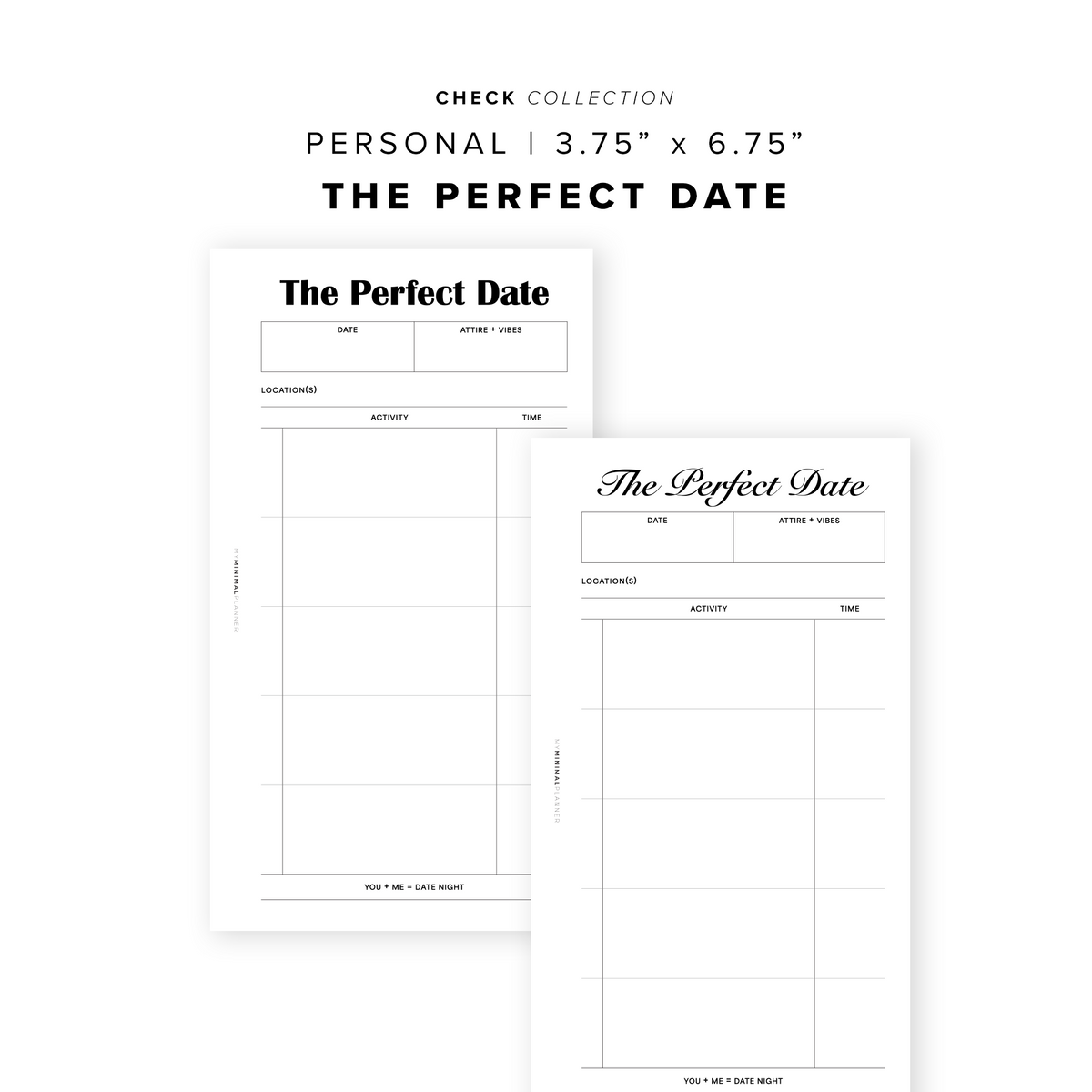 Wordperfect Date PR347 - The Perfect Date - Printable Insert – My Minimal Planner
