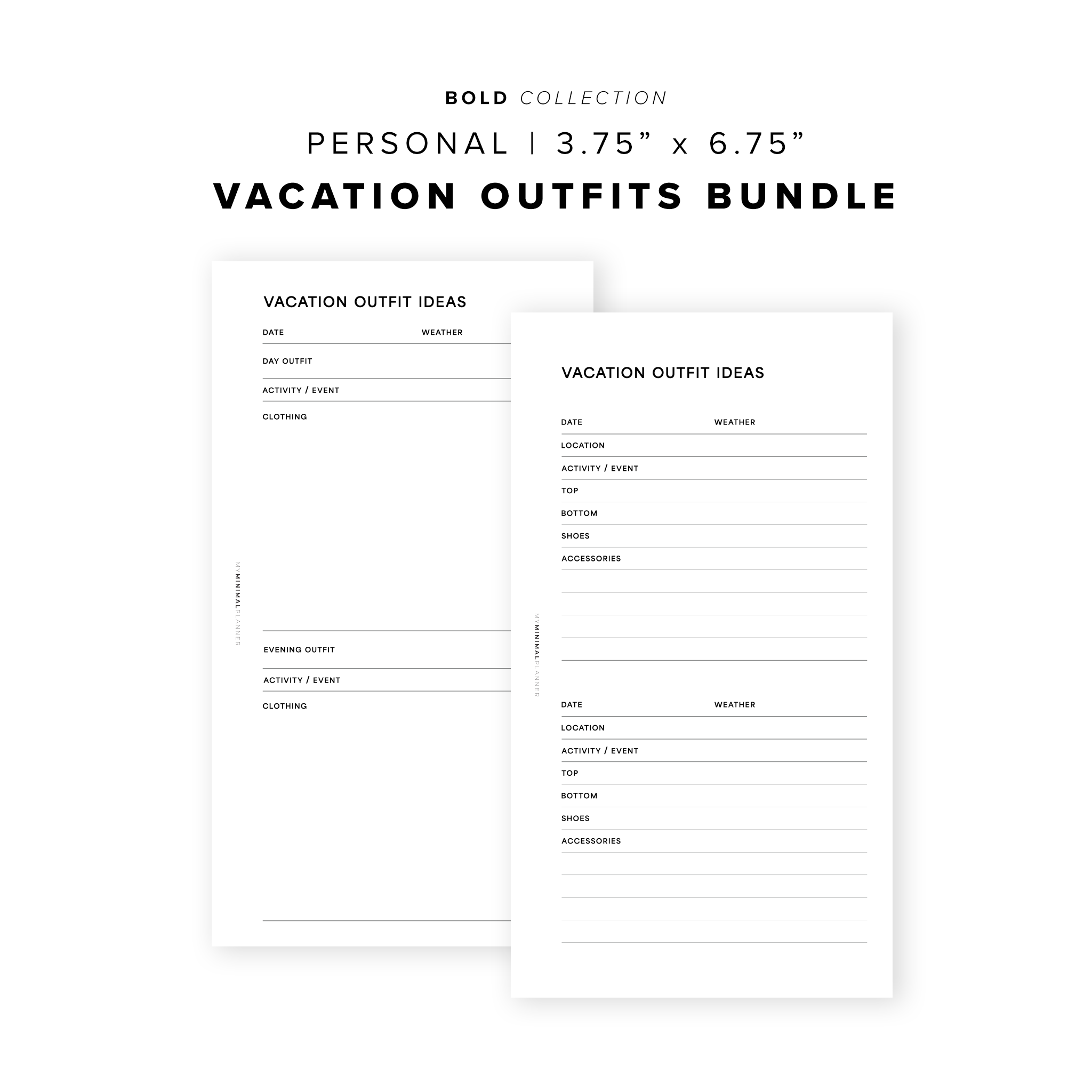 PR262 - Vacation Outfits Bundle - Printable Insert