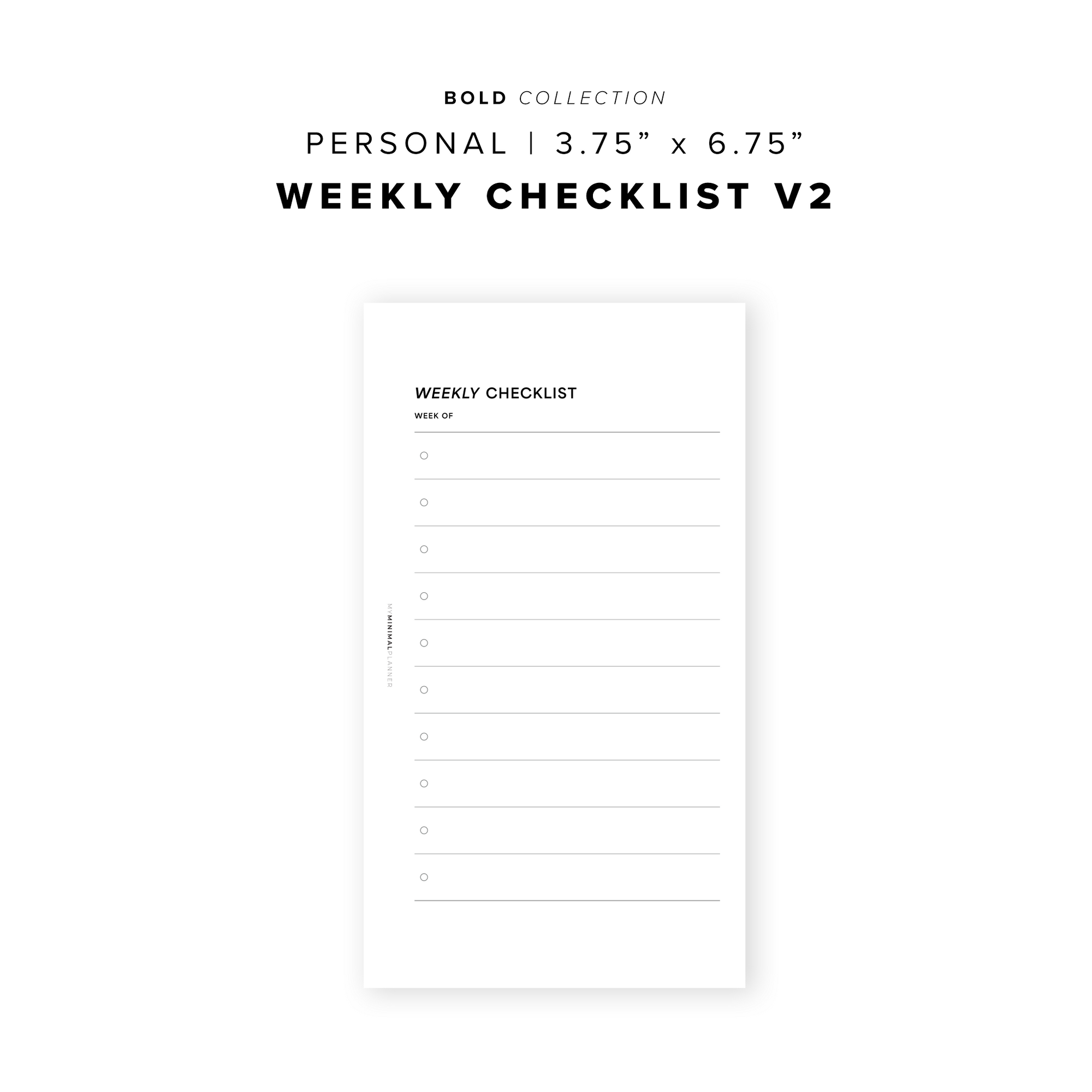 PR327 - Weekly Checklist V2 - Printable Insert