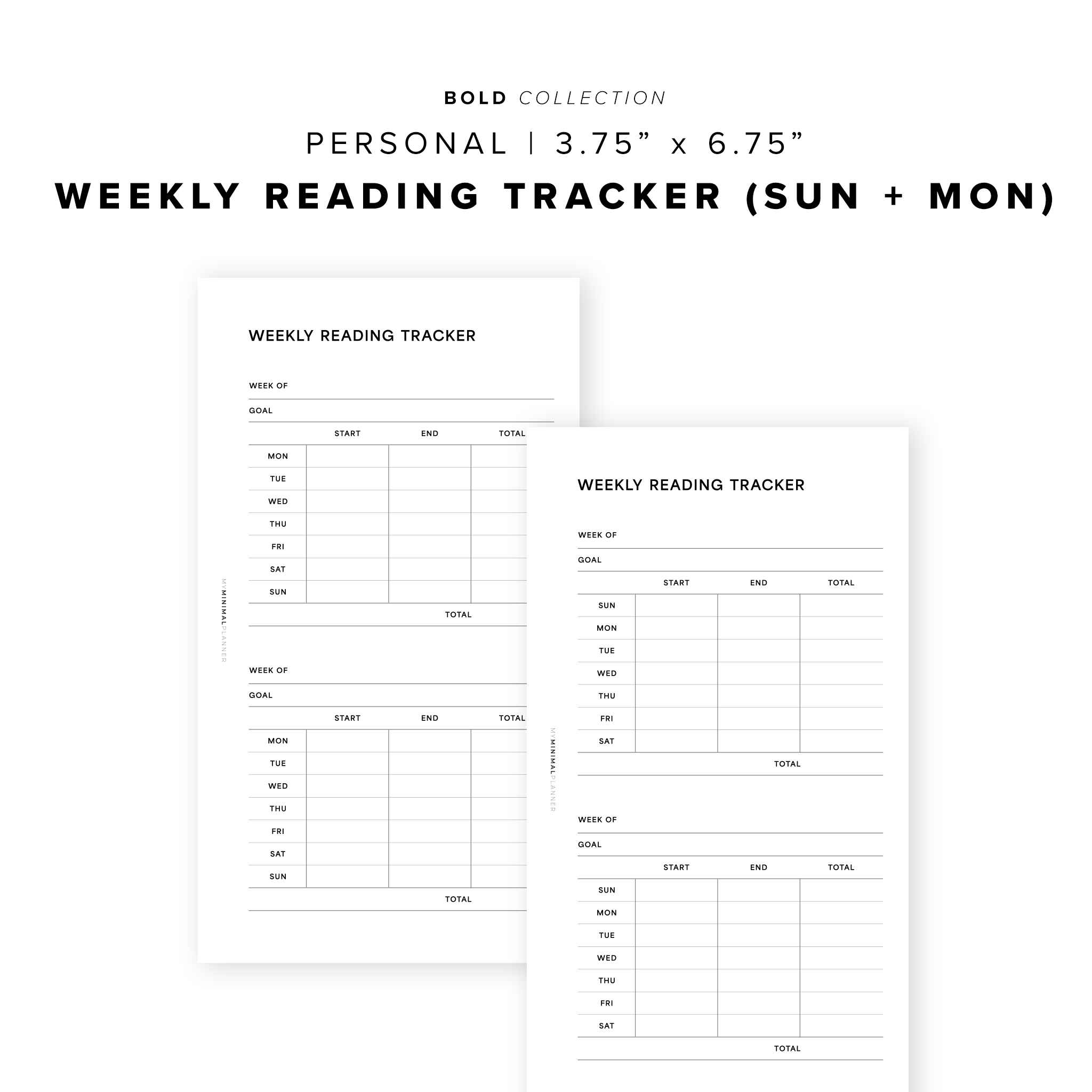 PR313 - Weekly Reading Tracker - Printable Insert