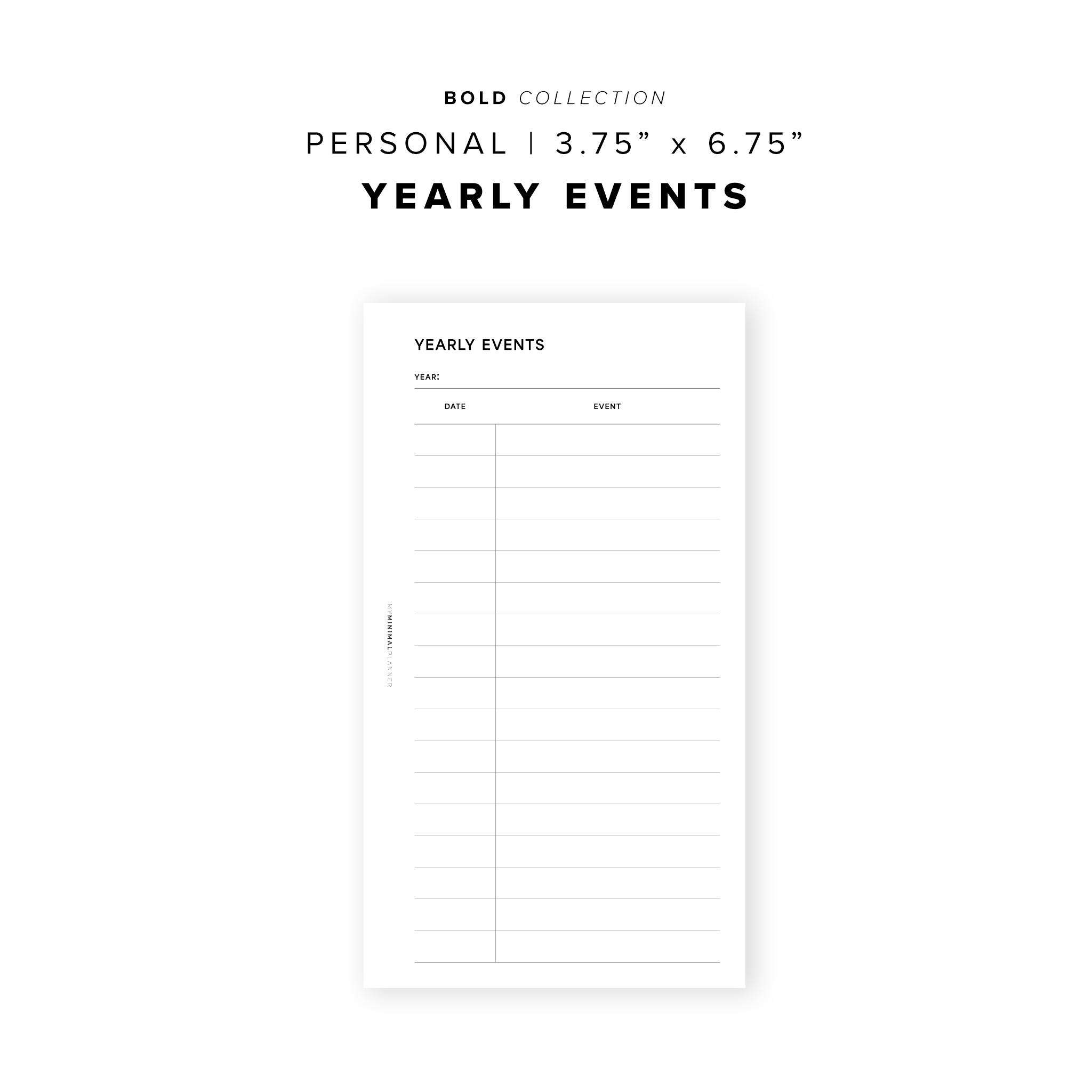 PR286 - Yearly Events - Printable Insert