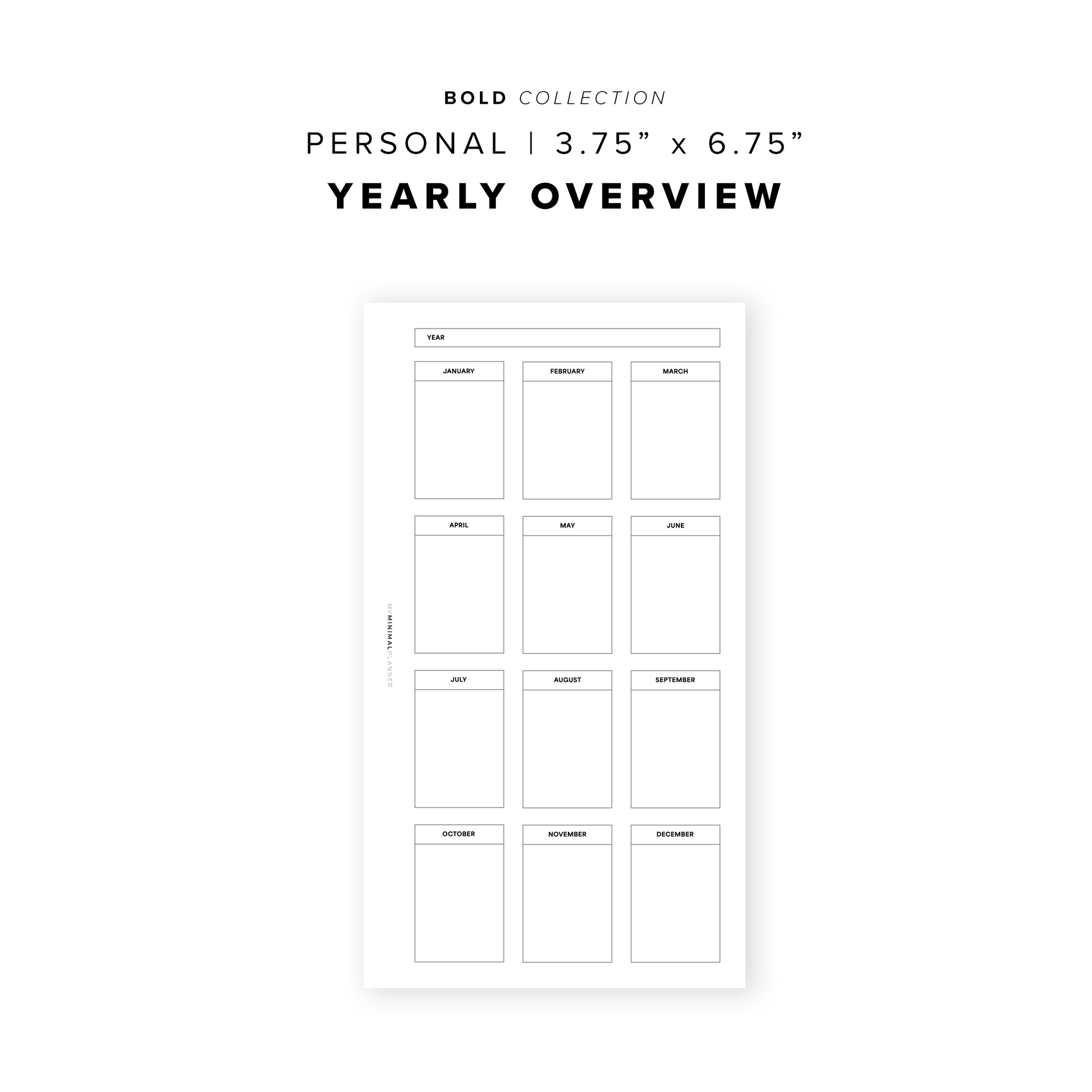 PR328 - Yearly Overview - Printable Insert