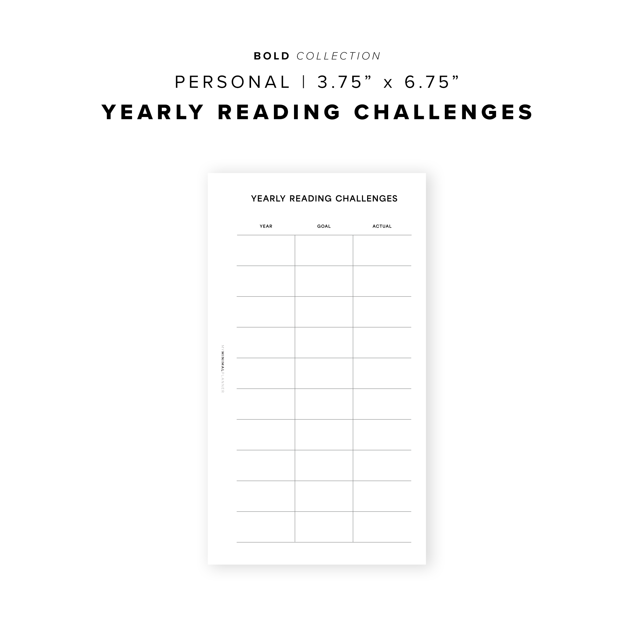 PR310 - Yearly Reading Challenges - Printable Insert