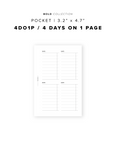 PR290 - 4DO1P / 4 days on one page - Printable Insert