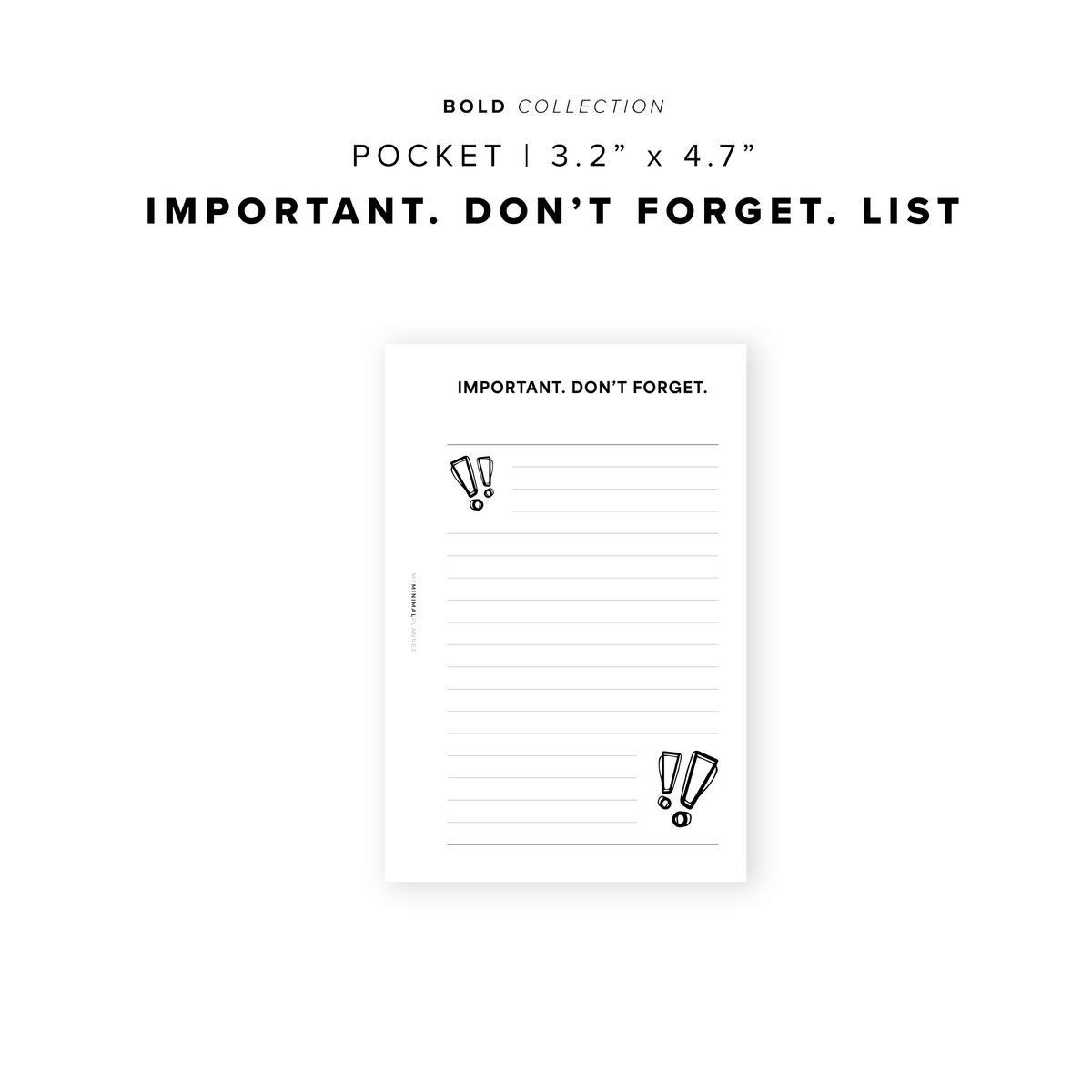 PR231 - Important. Don't Forget List - Printable Insert – My Minimal ...