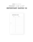 PR323 - Important Dates V2 - Printable Insert