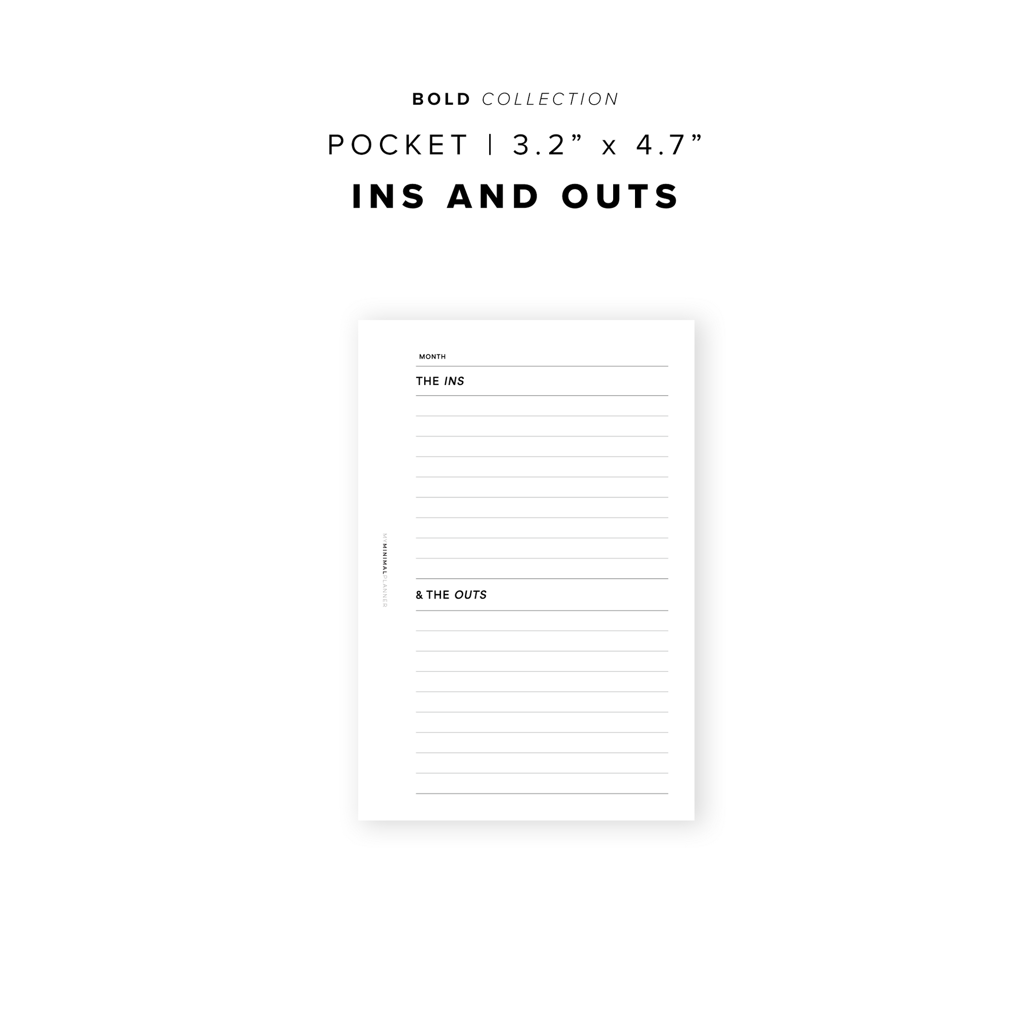 PR250 - Ins and Outs - Printable Insert