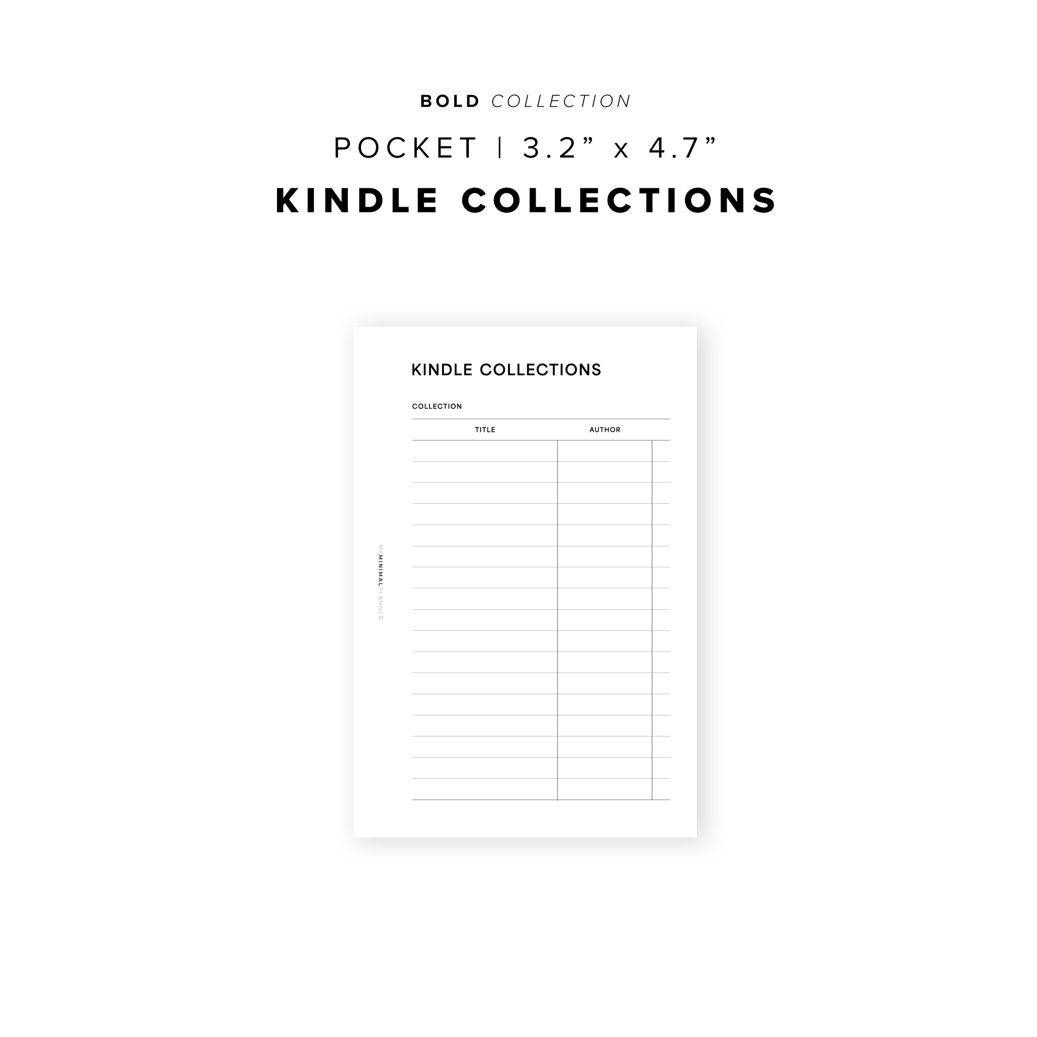 PR316 - Kindle Collections - Printable Insert