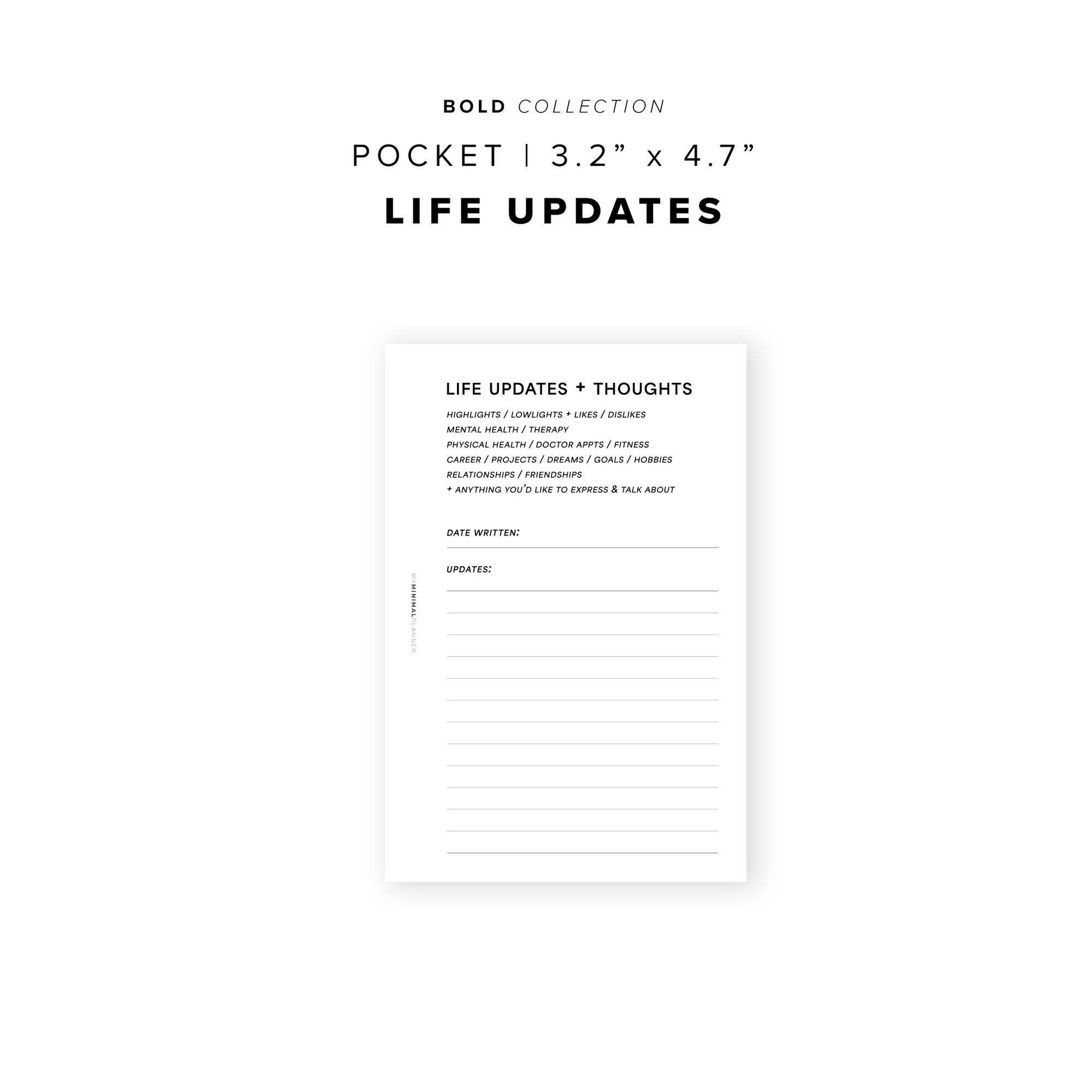 Life Update Sticker PR220 - Life Updates - Printable Insert – My Minimal Planner