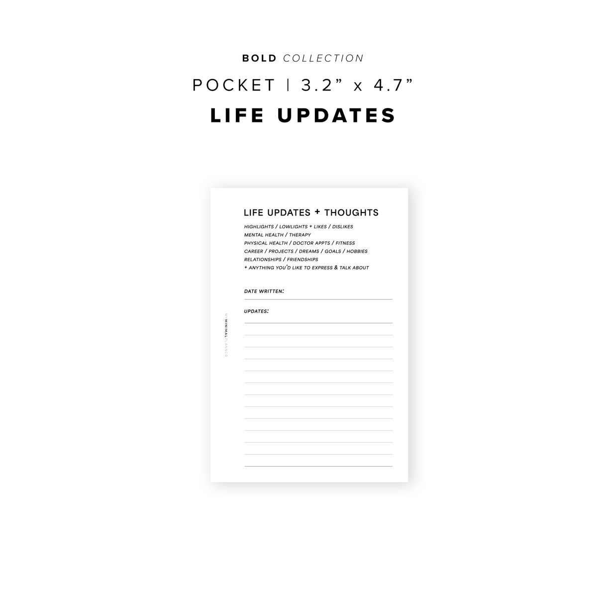 PR220 - Life Updates - Printable Insert – My Minimal Planner