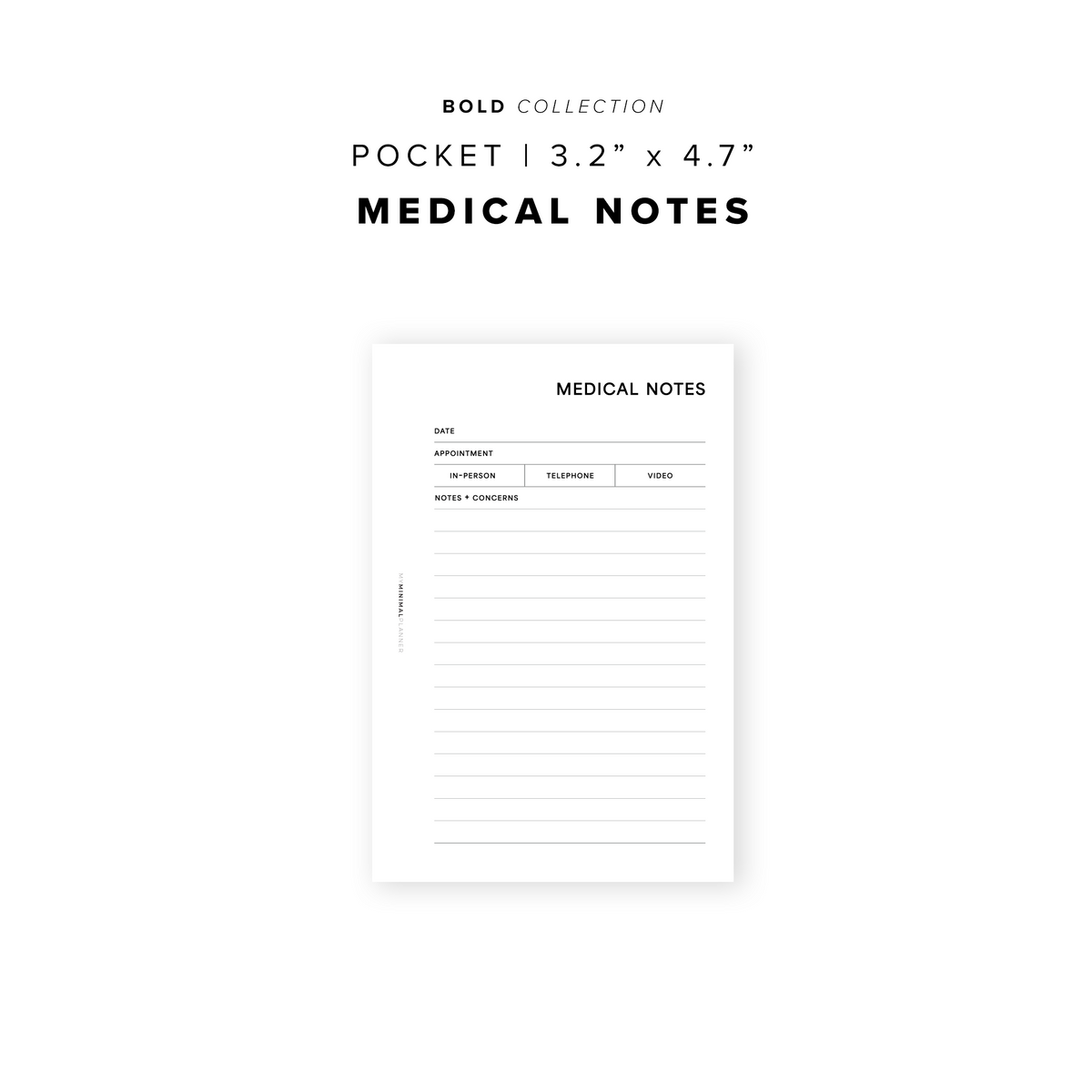 Medical Notes Nz PR338 - Medical Notes - Printable Insert – My Minimal Planner