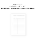 PR282 - Memoirs / Autobiographies to Read - Printable Insert