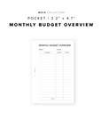 PR228 - Monthly Budget Overview - Printable Insert