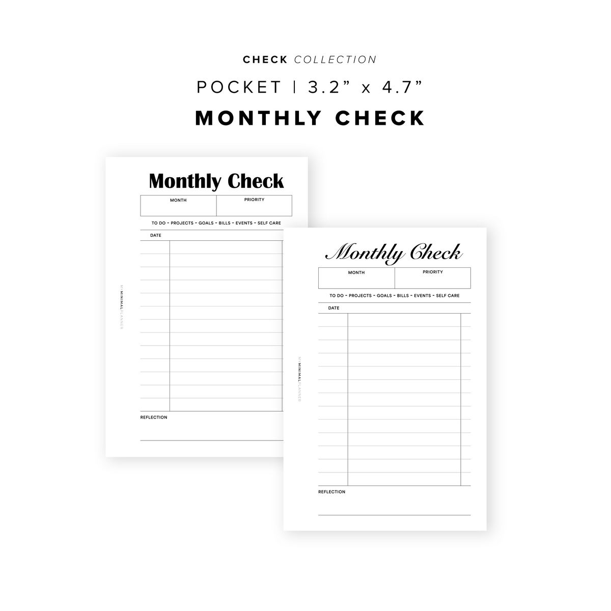 Monthly Check Table PR354 - Monthly Check - Printable Insert – My Minimal Planner
