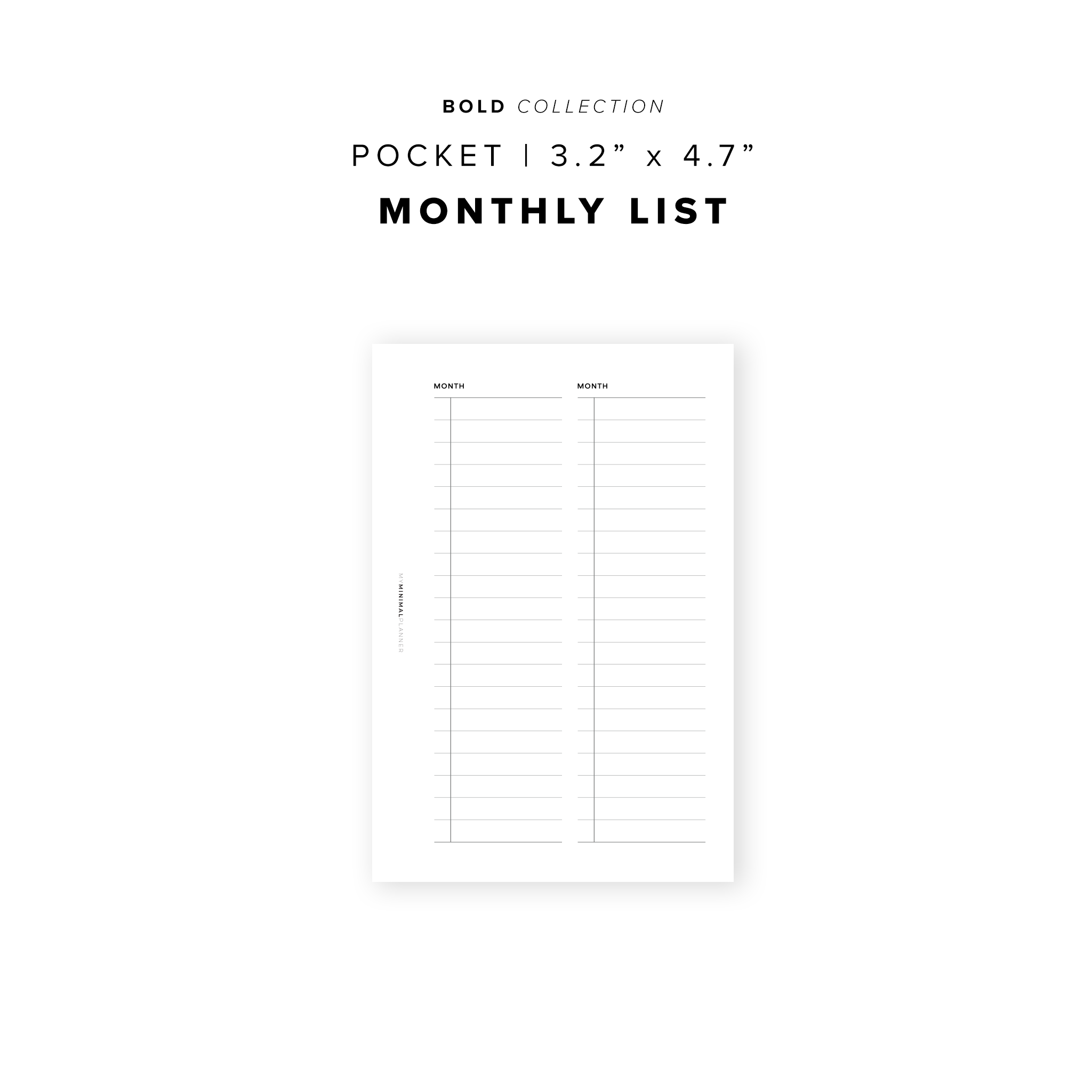 PR305 - Monthly List - Printable Insert