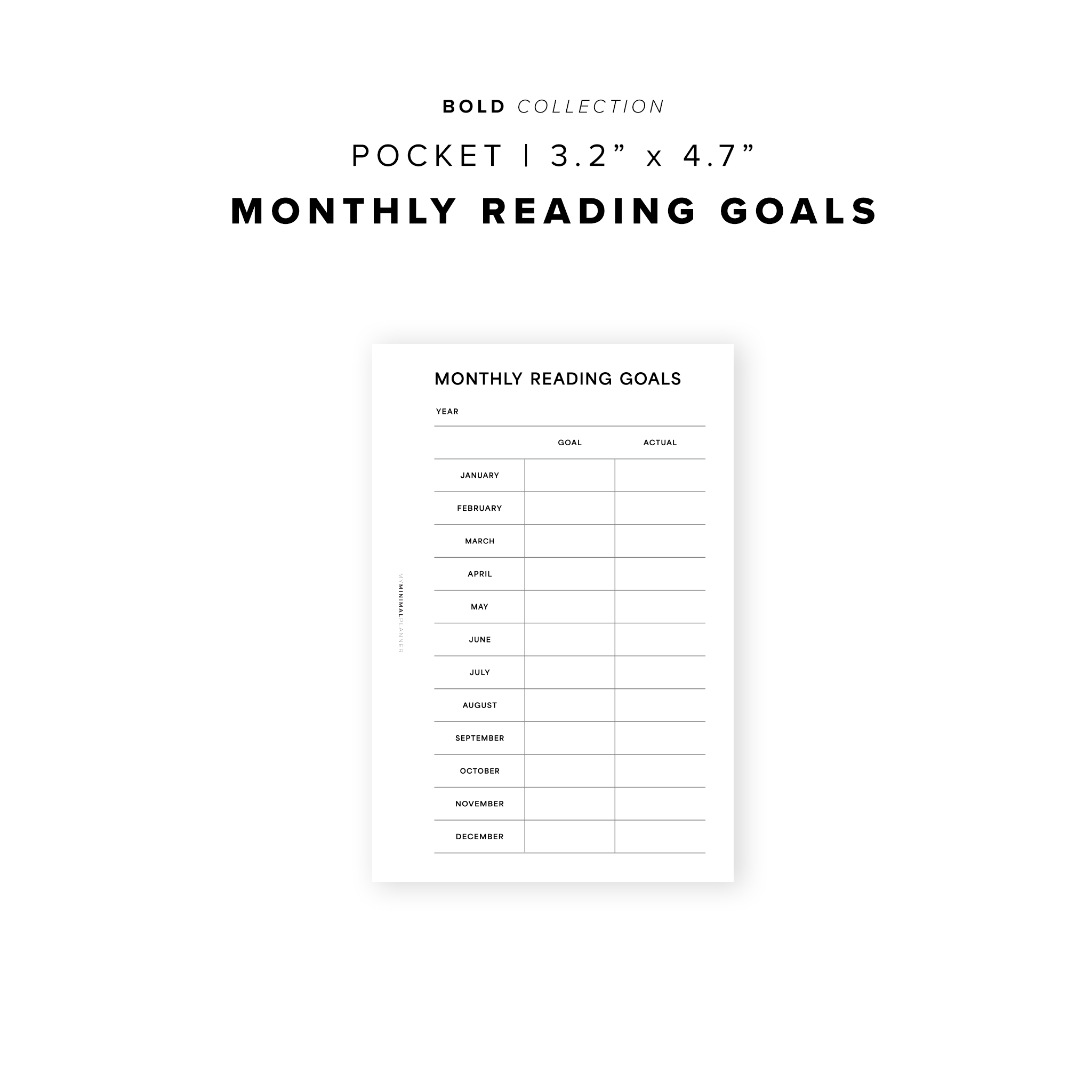 PR314 - Monthly Reading Goals V2 - Printable Insert