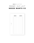 PR317 - Needs Wants V2 - Printable Insert