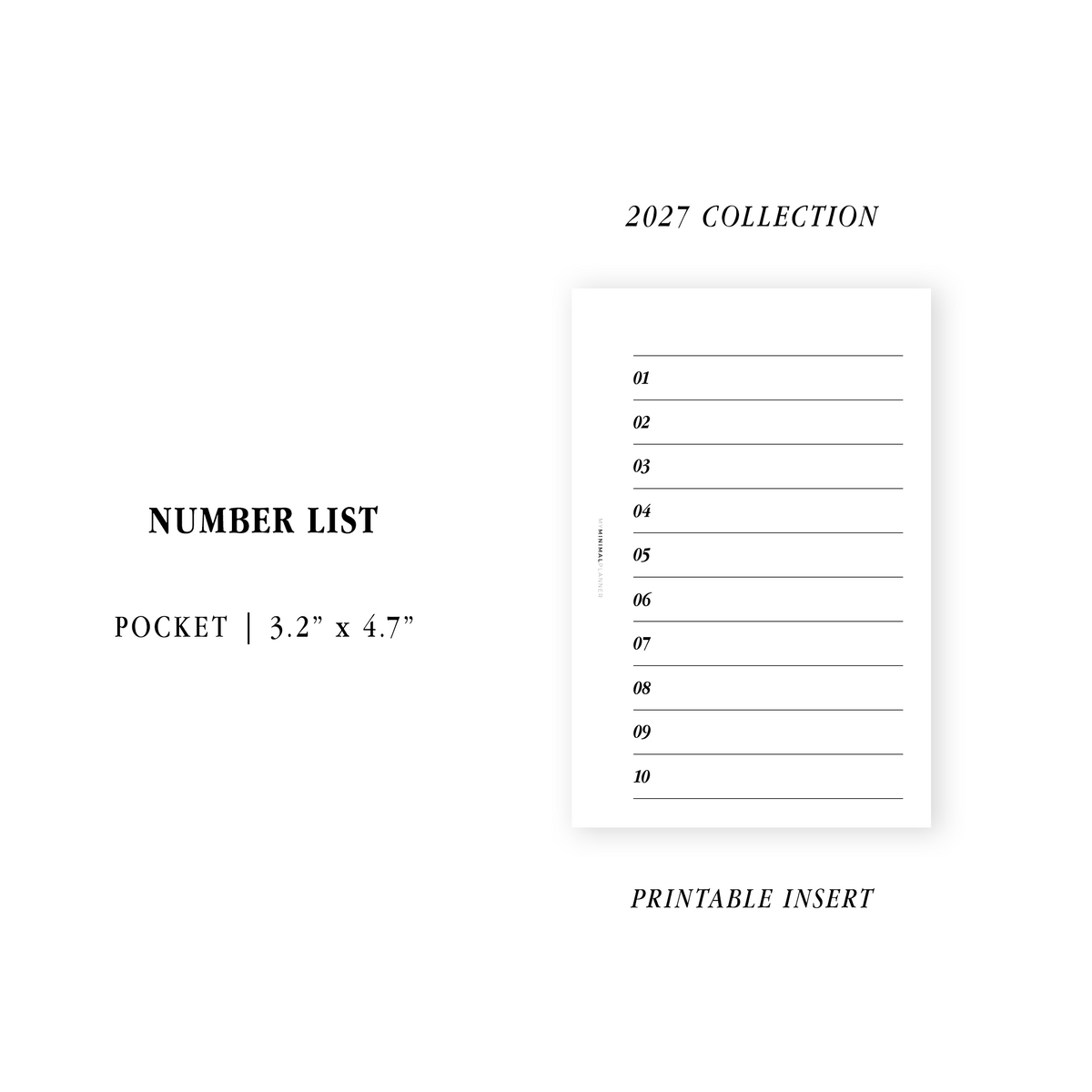 PR369 - Number List - Printable Insert