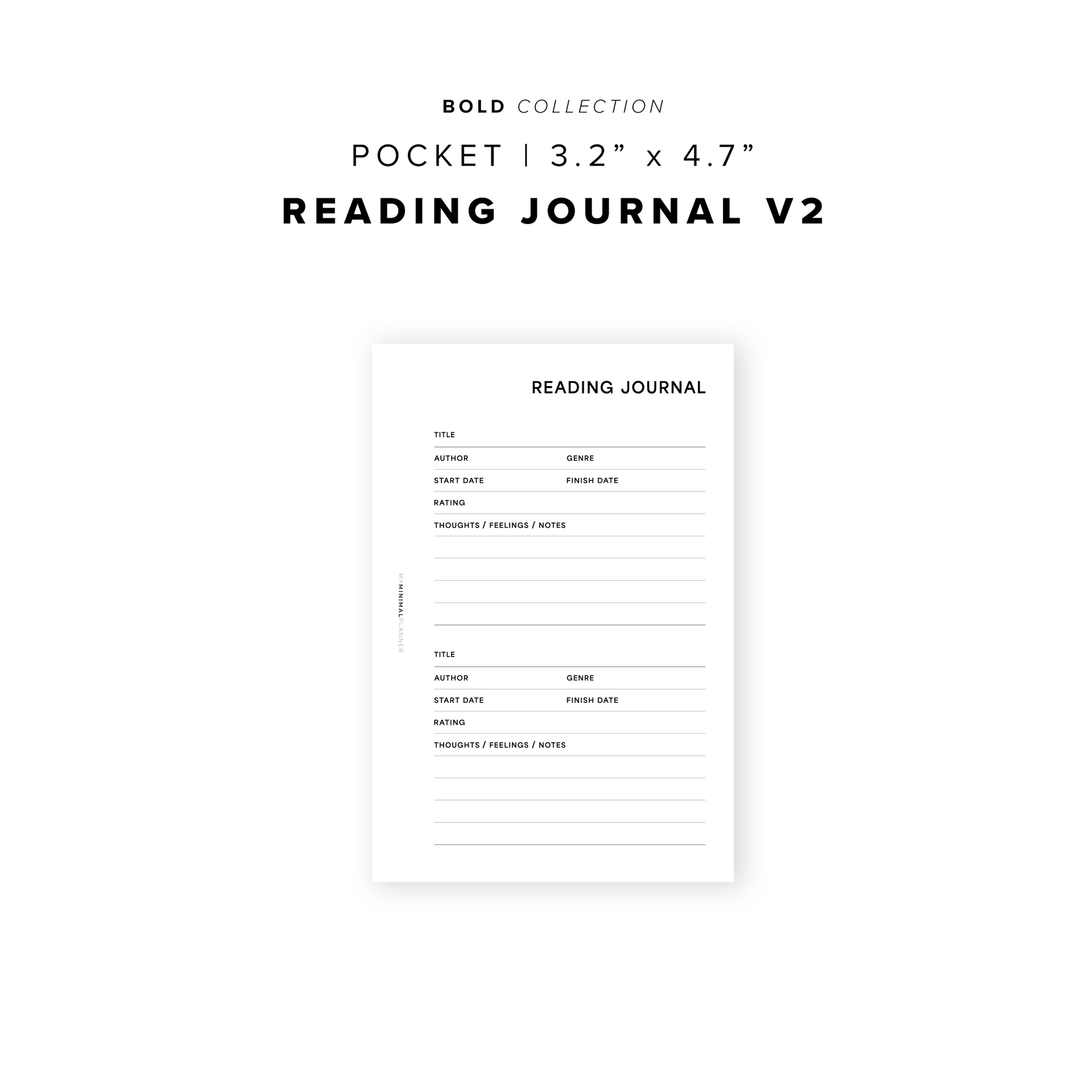 PR297 - Reading Journal V2 - Printable Insert – My Minimal Planner