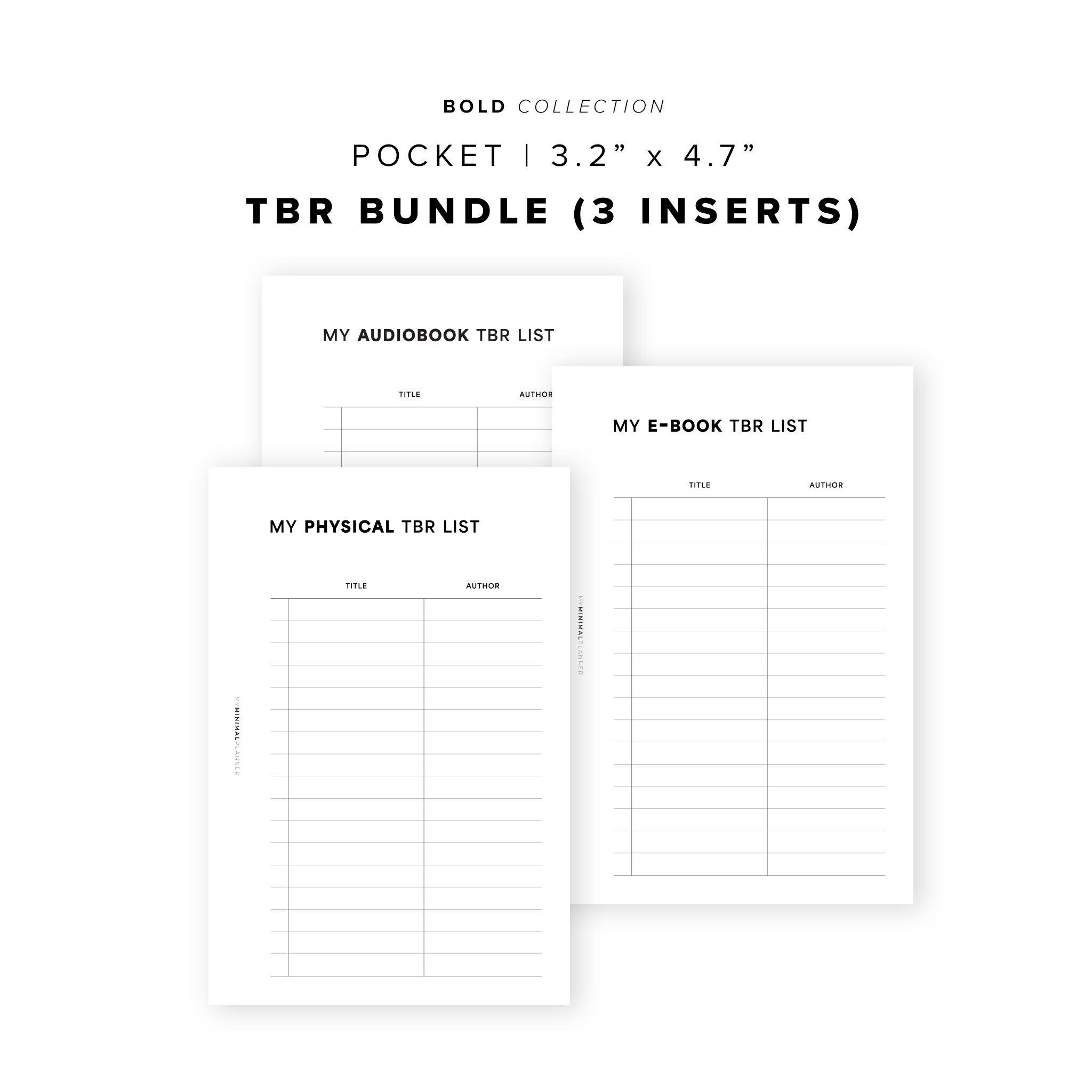 PR254 - TBR Bundle - Printable Insert – My Minimal Planner