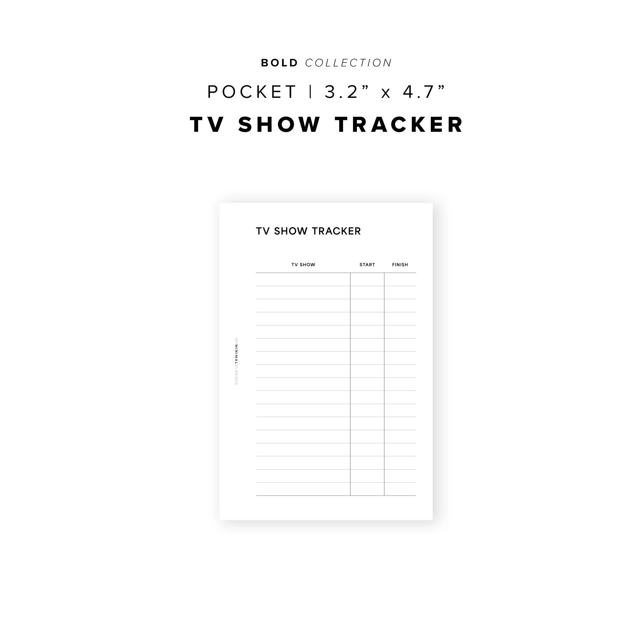 PR312 - TV Show Tracker - Printable Insert