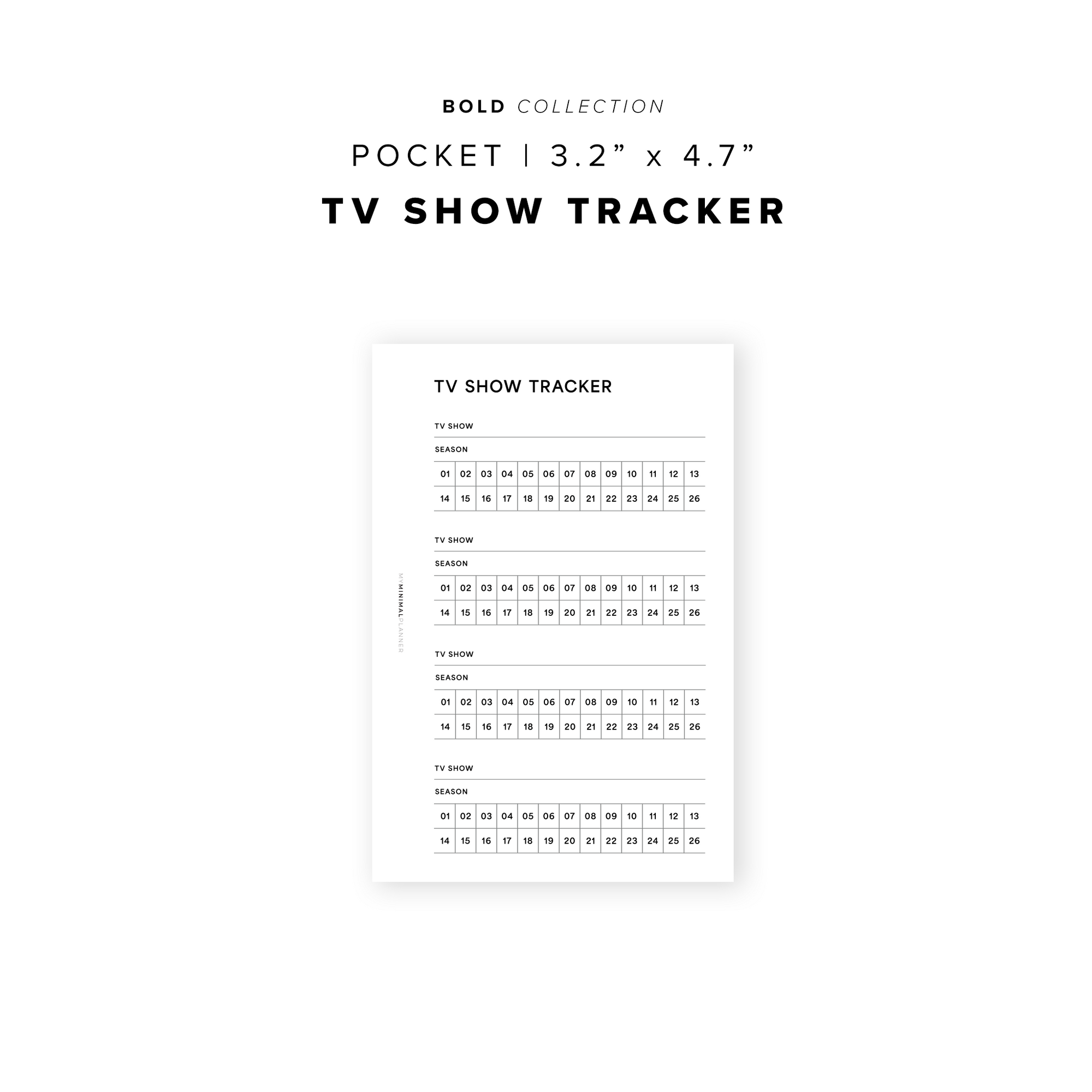 PR333 - TV Show Tracker V2 - Printable Insert