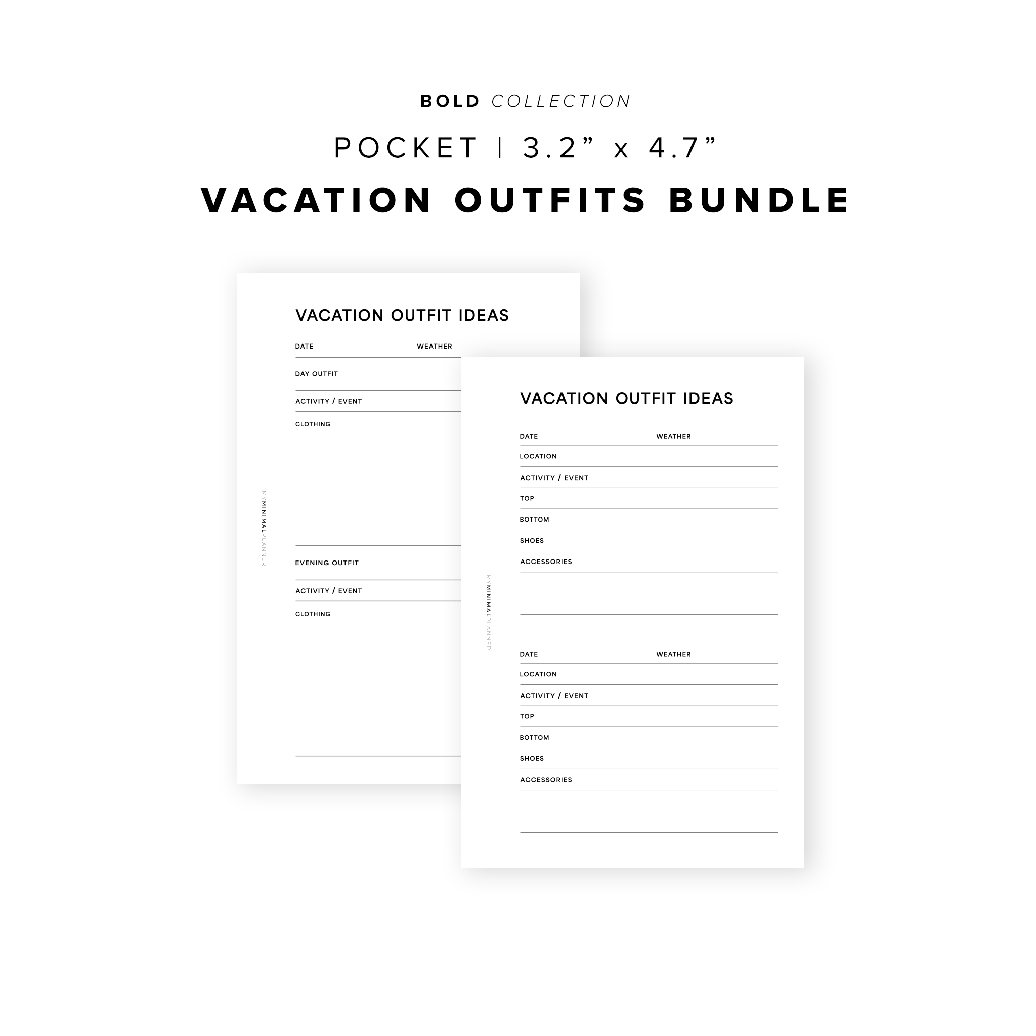 PR262 - Vacation Outfits Bundle - Printable Insert