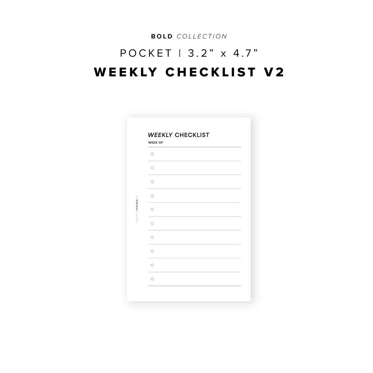 Checklist Questions Printable PR327 - Weekly Checklist V2 - Printable Insert – My Minimal Planner