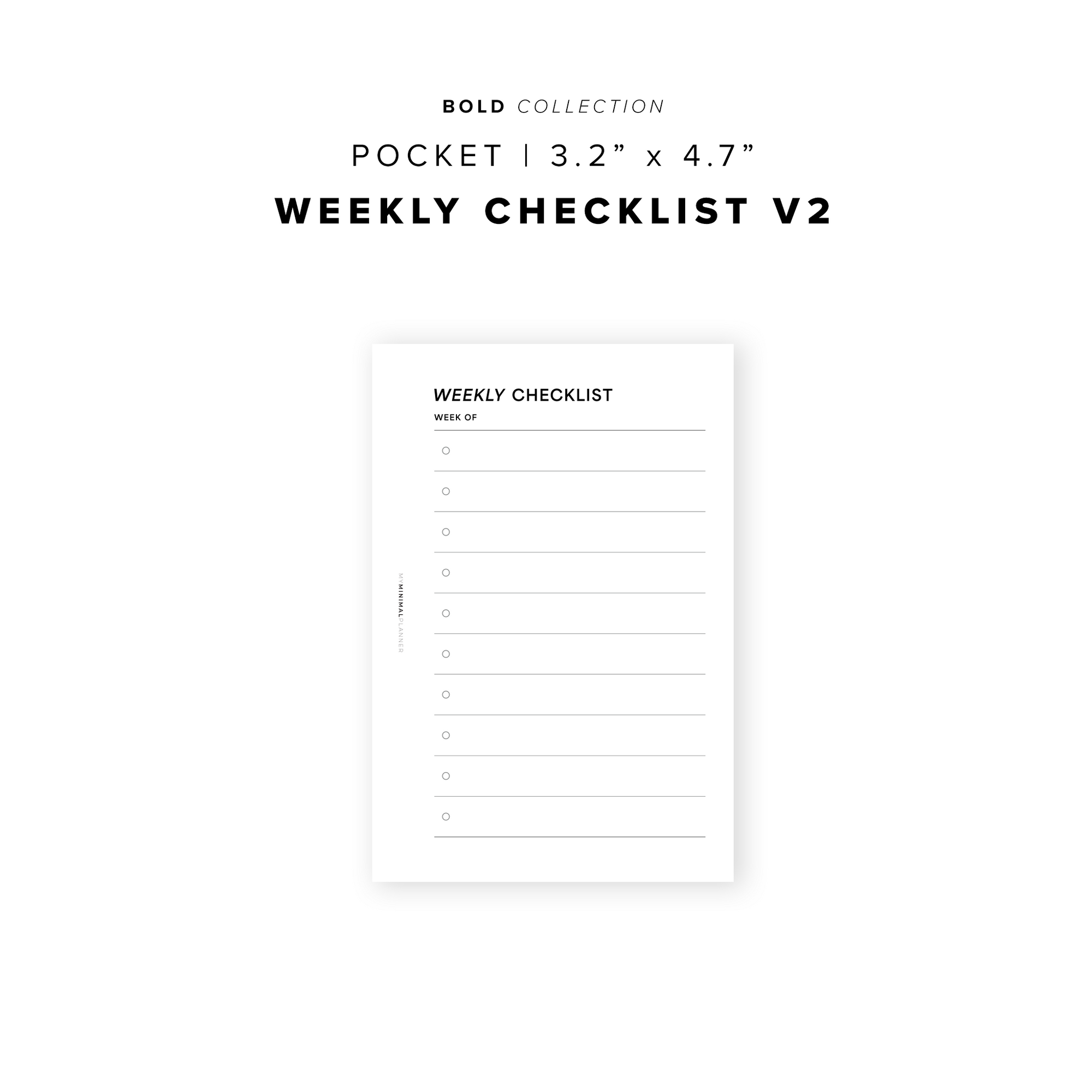 PR327 - Weekly Checklist V2 - Printable Insert