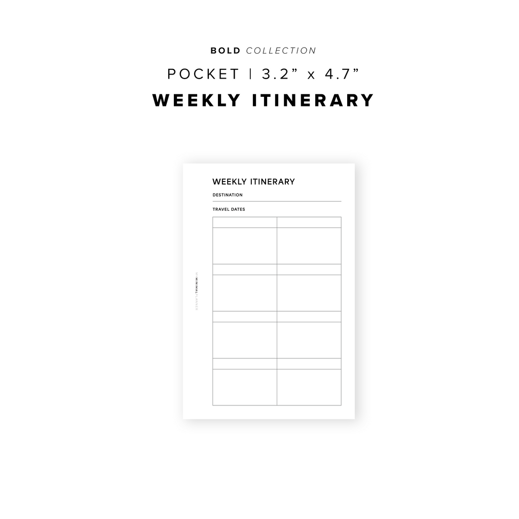 PR261 - Weekly Itinerary - Printable Insert – My Minimal Planner