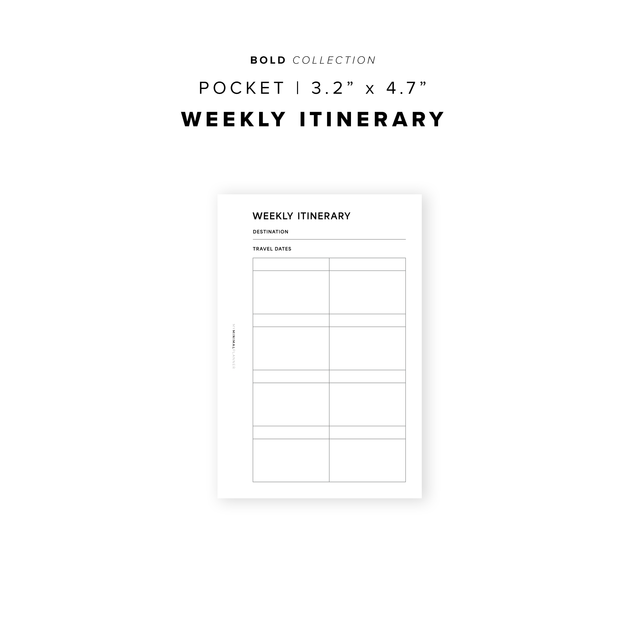 PR261 - Weekly Itinerary - Printable Insert