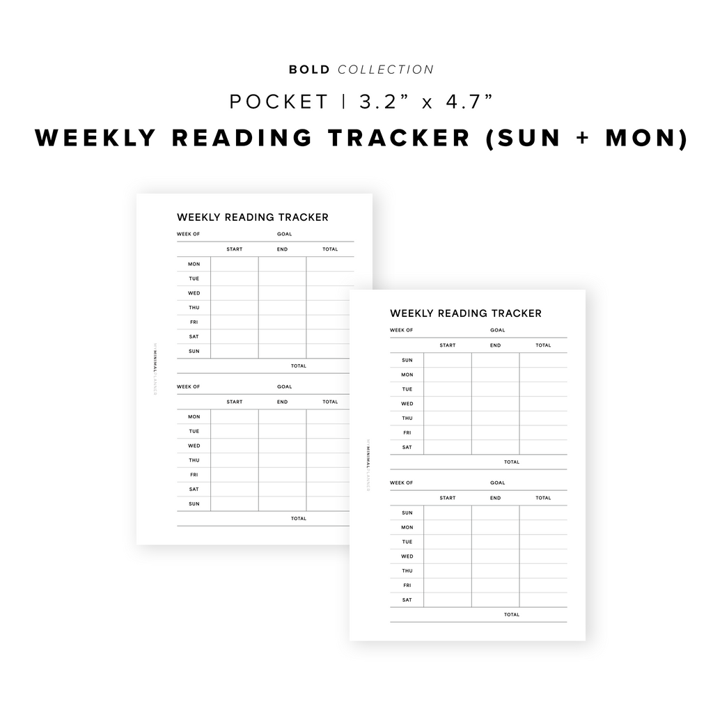 PR313 - Weekly Reading Tracker - Printable Insert – My Minimal Planner