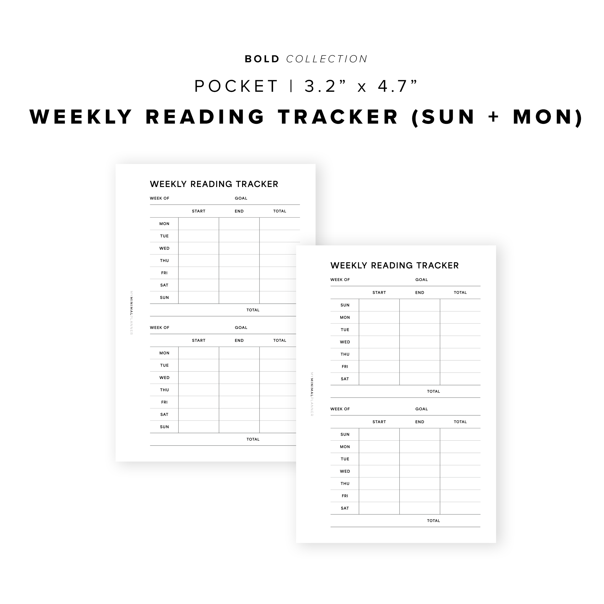 PR313 - Weekly Reading Tracker - Printable Insert