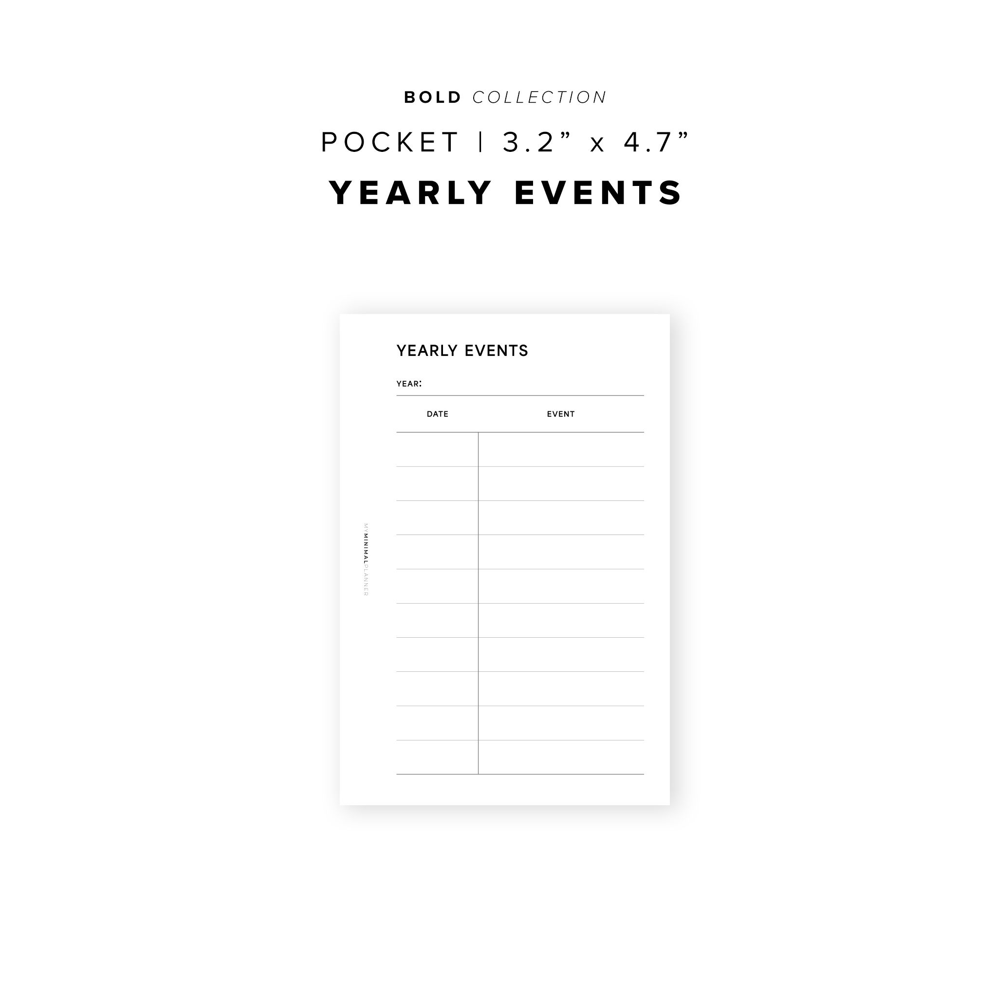 PR286 - Yearly Events - Printable Insert