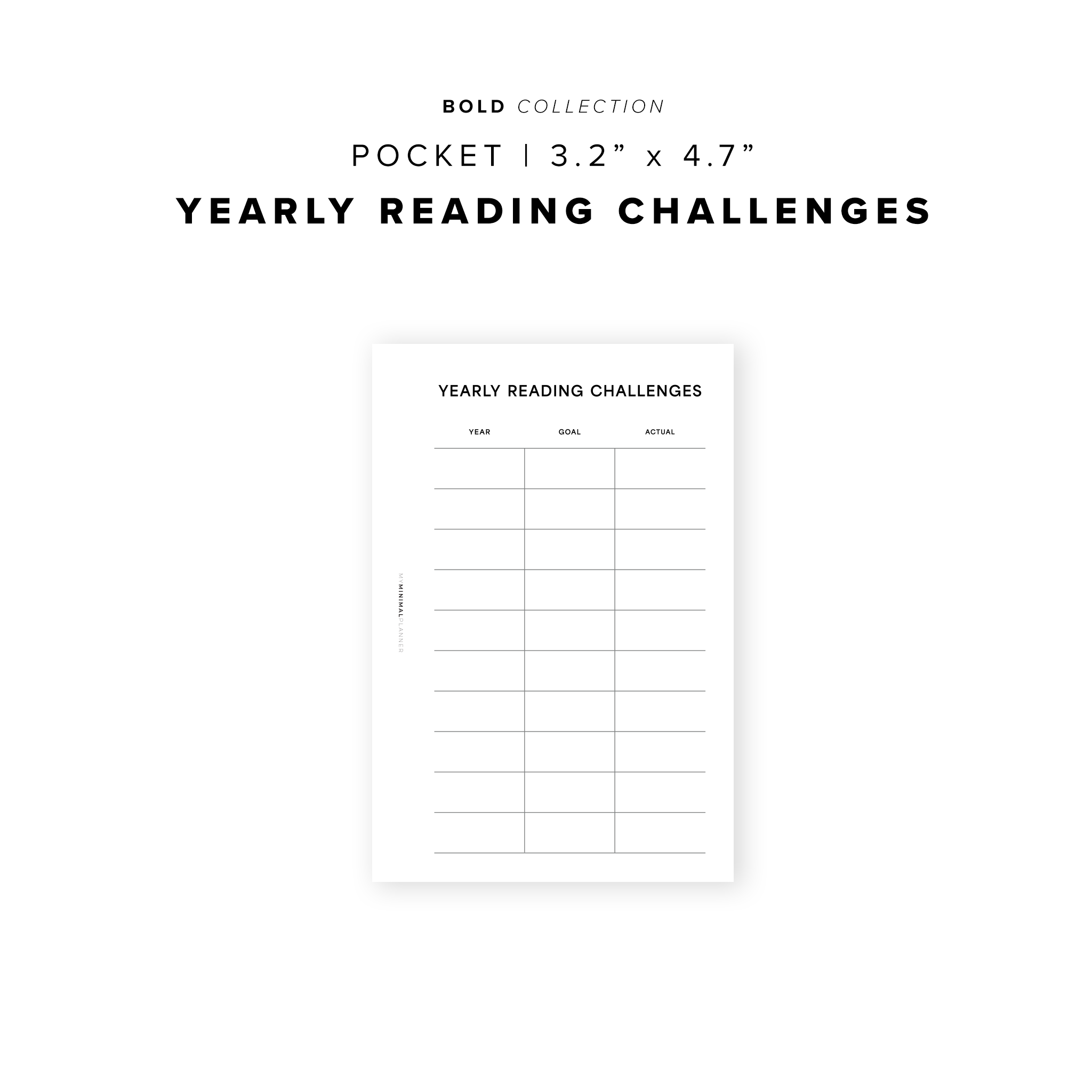 PR310 - Yearly Reading Challenges - Printable Insert