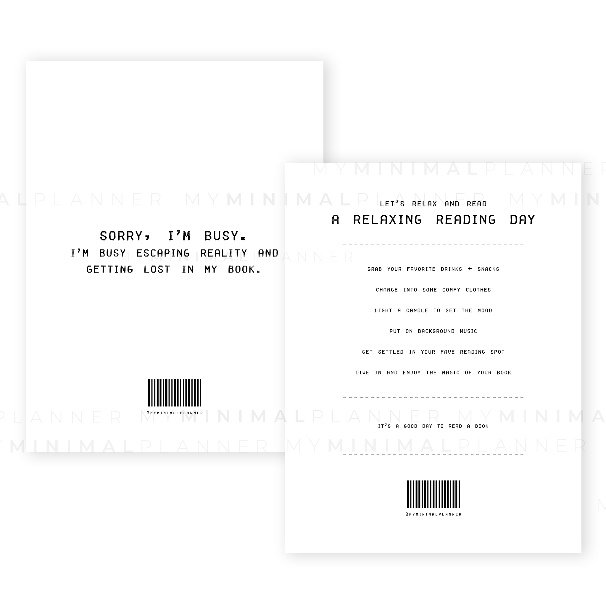 PRD193 Relaxing Reading Day Printable Dashboard My Minimal Planner