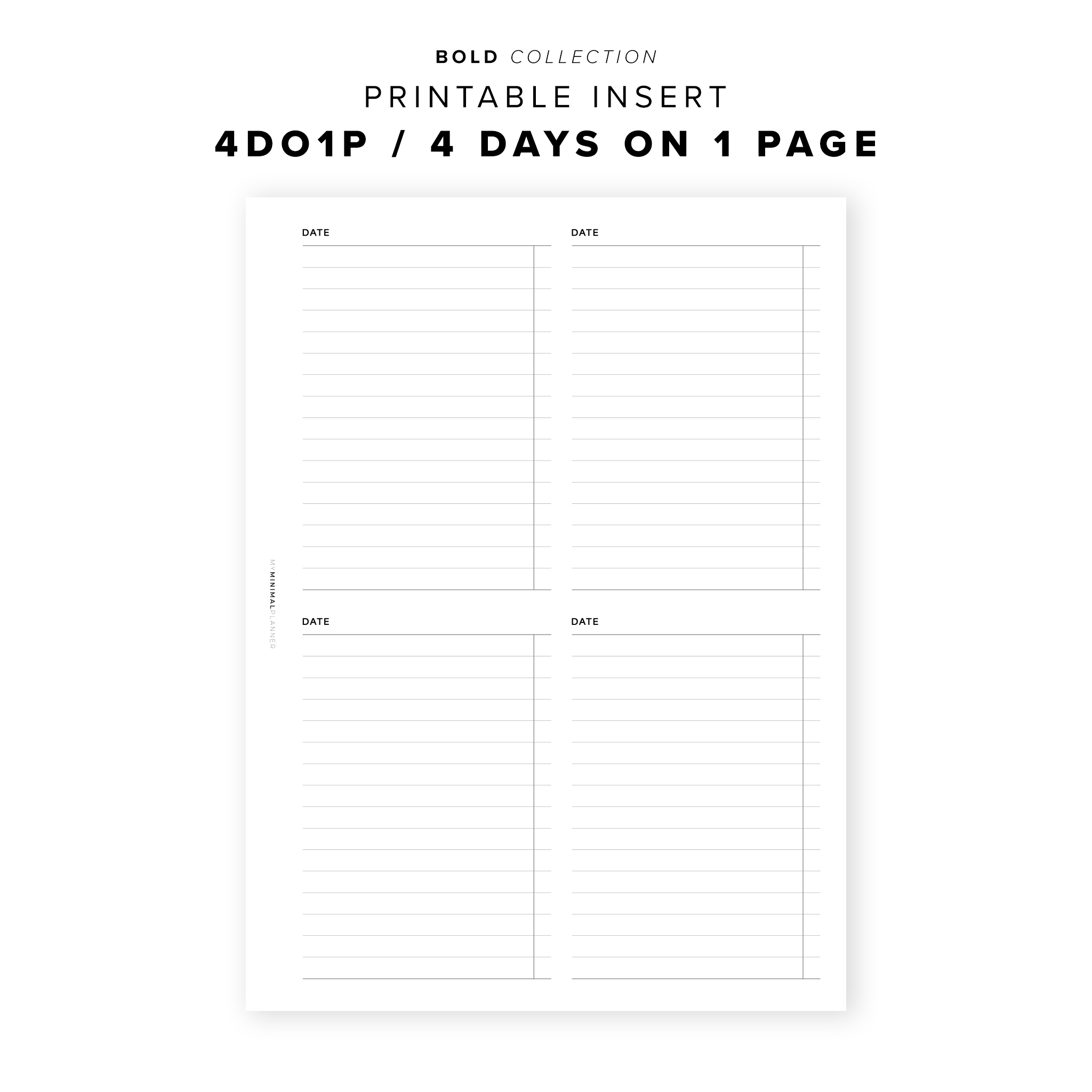 PR290 - 4DO1P / 4 days on one page - Printable Insert