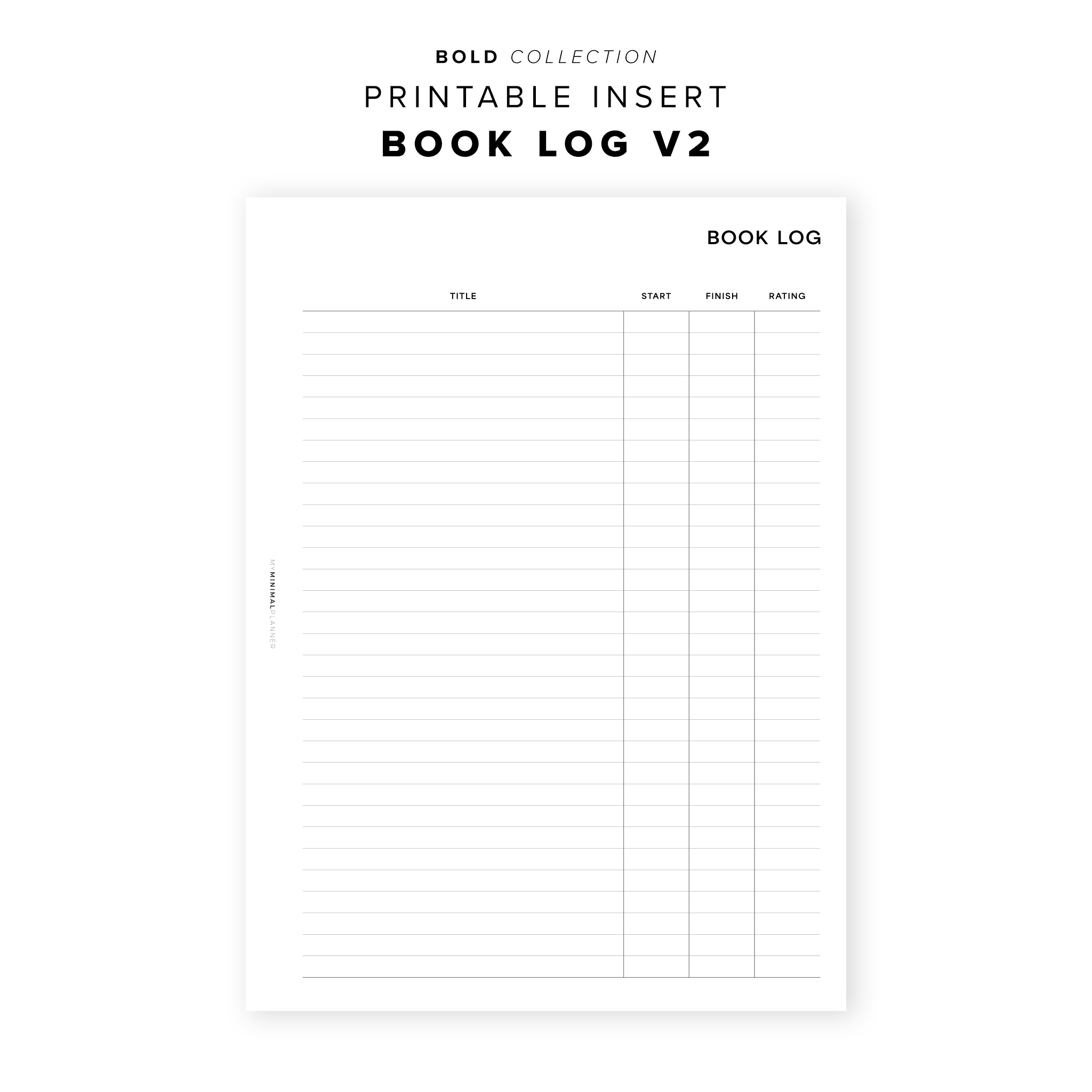 PR294 - Book Log V2 - Printable Insert