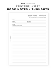 PR195 - Book Notes + Thoughts - Printable Insert