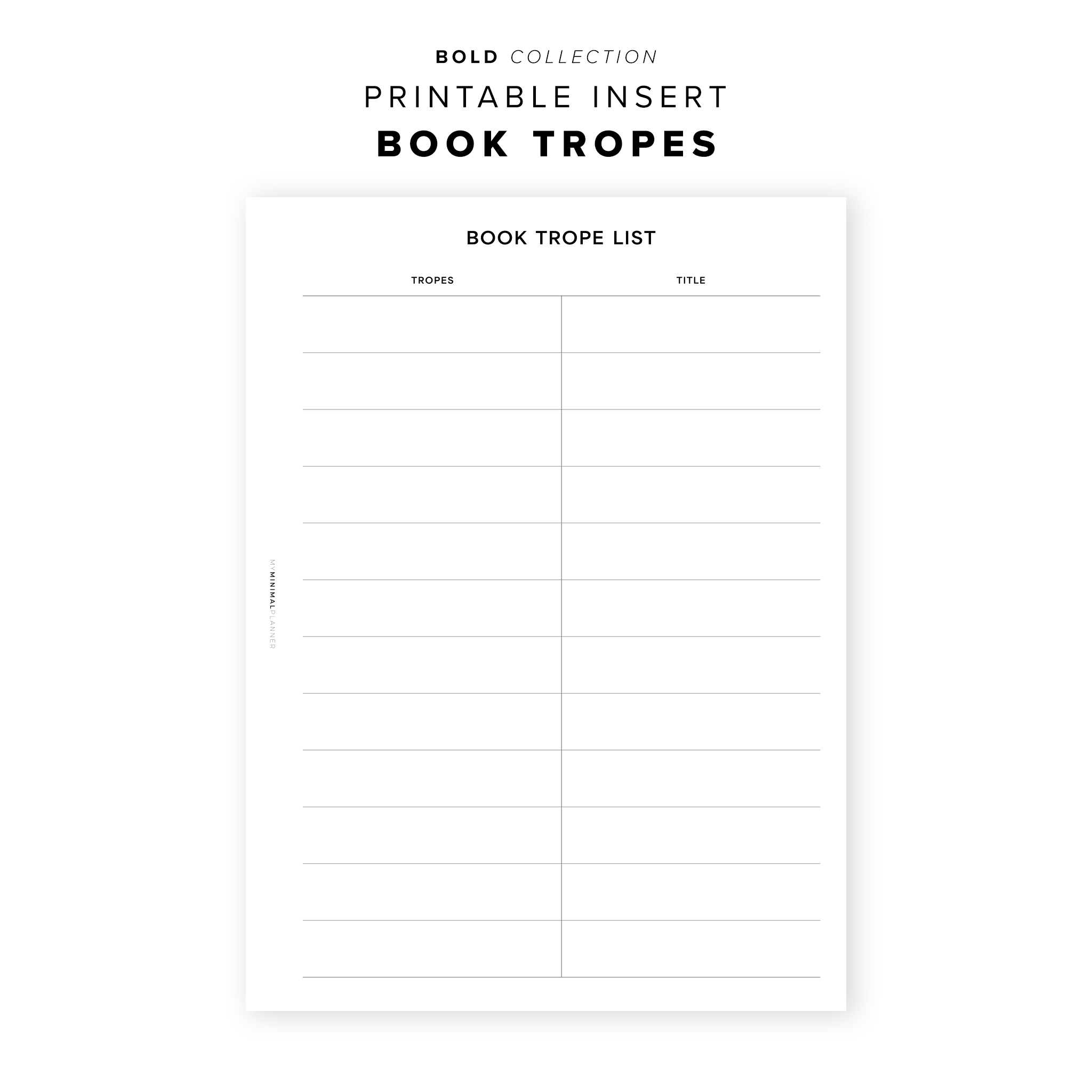 PR291 - Book Tropes - Printable Insert