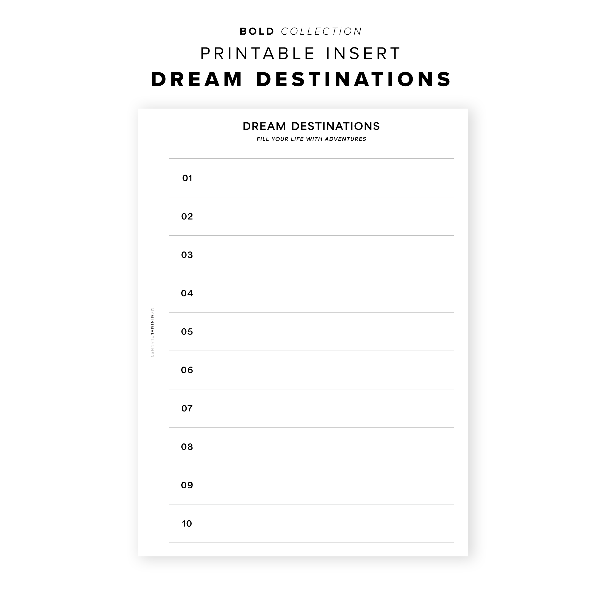 PR266 - Dream Destinations - Printable Insert